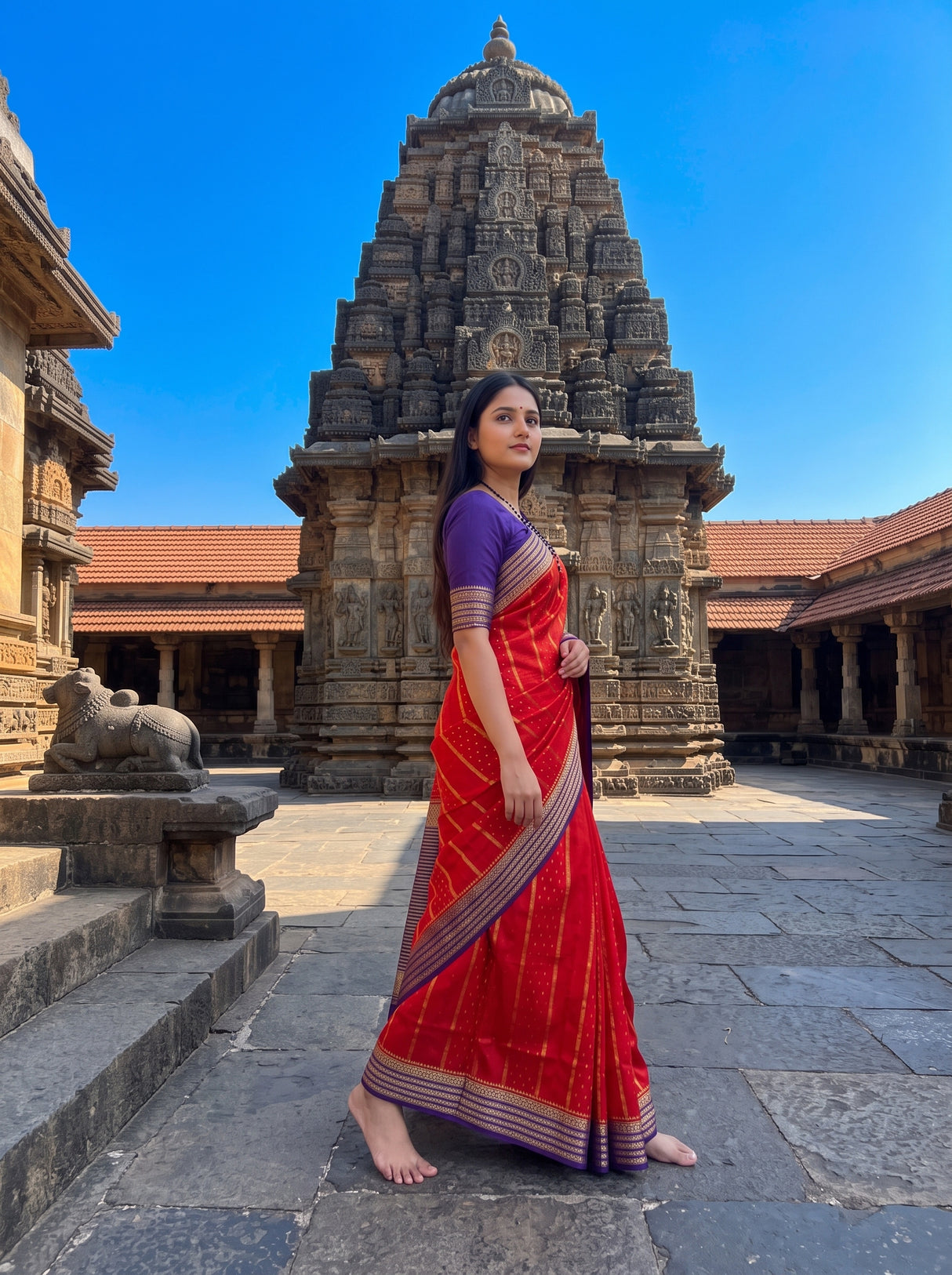 MIMOSA Orange Saree Saree — pose 10 styling detail