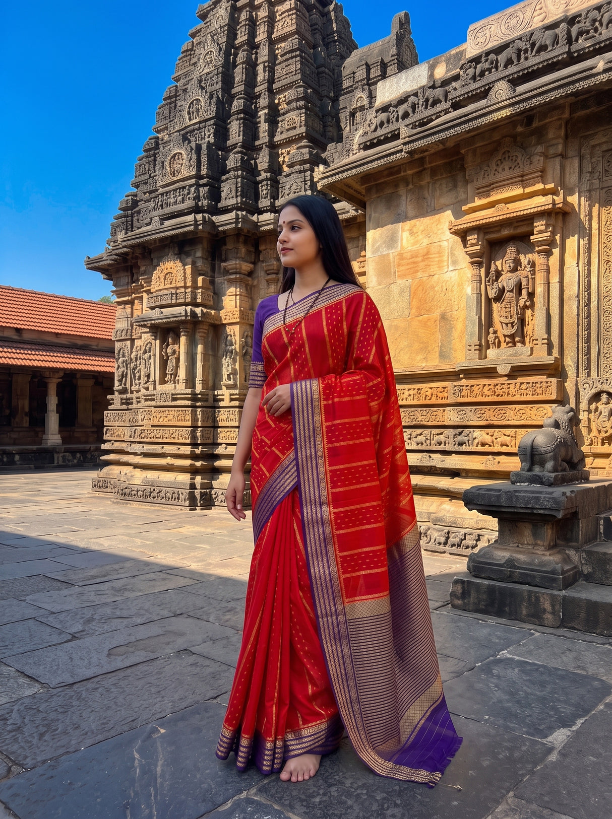 MIMOSA Orange Saree Saree — pose 4 styling detail