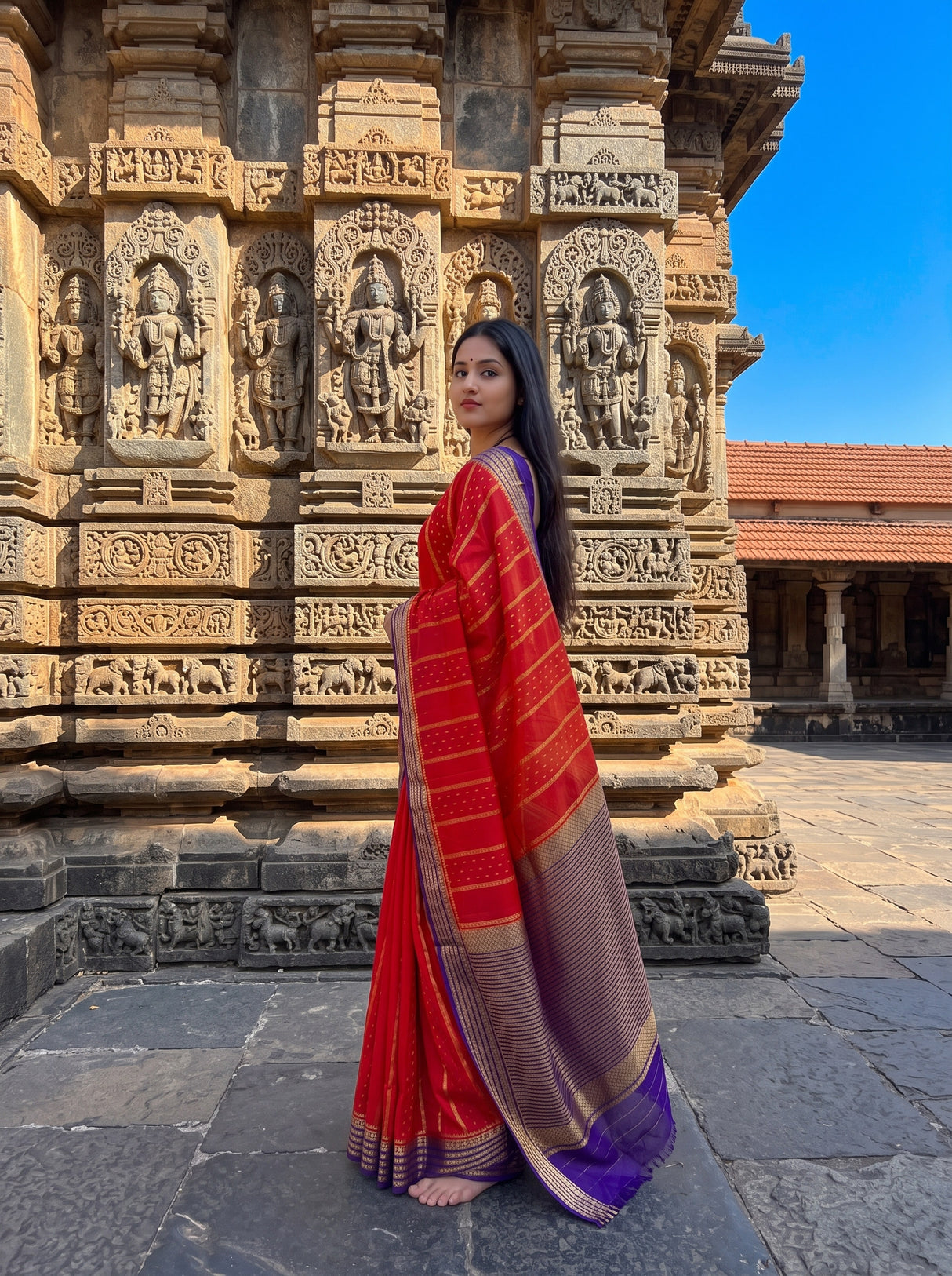 MIMOSA Orange Saree Saree — pose 6 styling detail