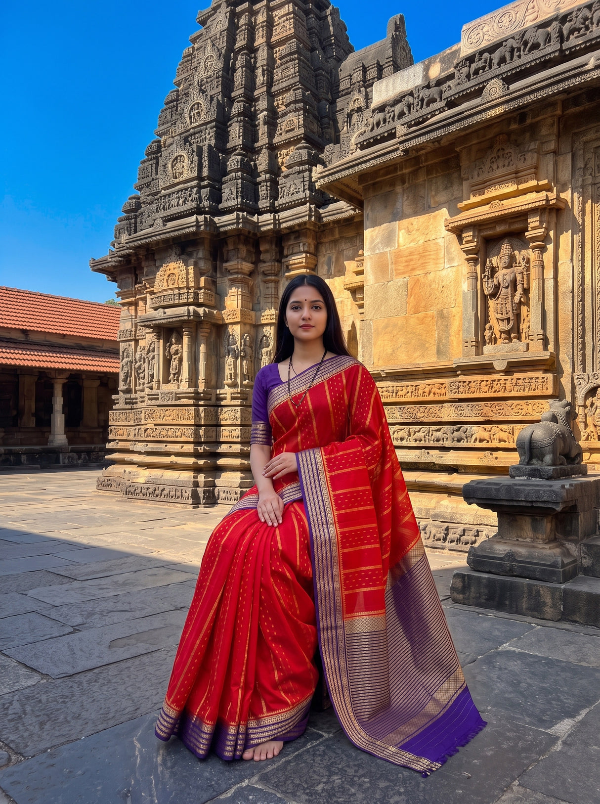 MIMOSA Orange Saree Saree — pose 8 styling detail