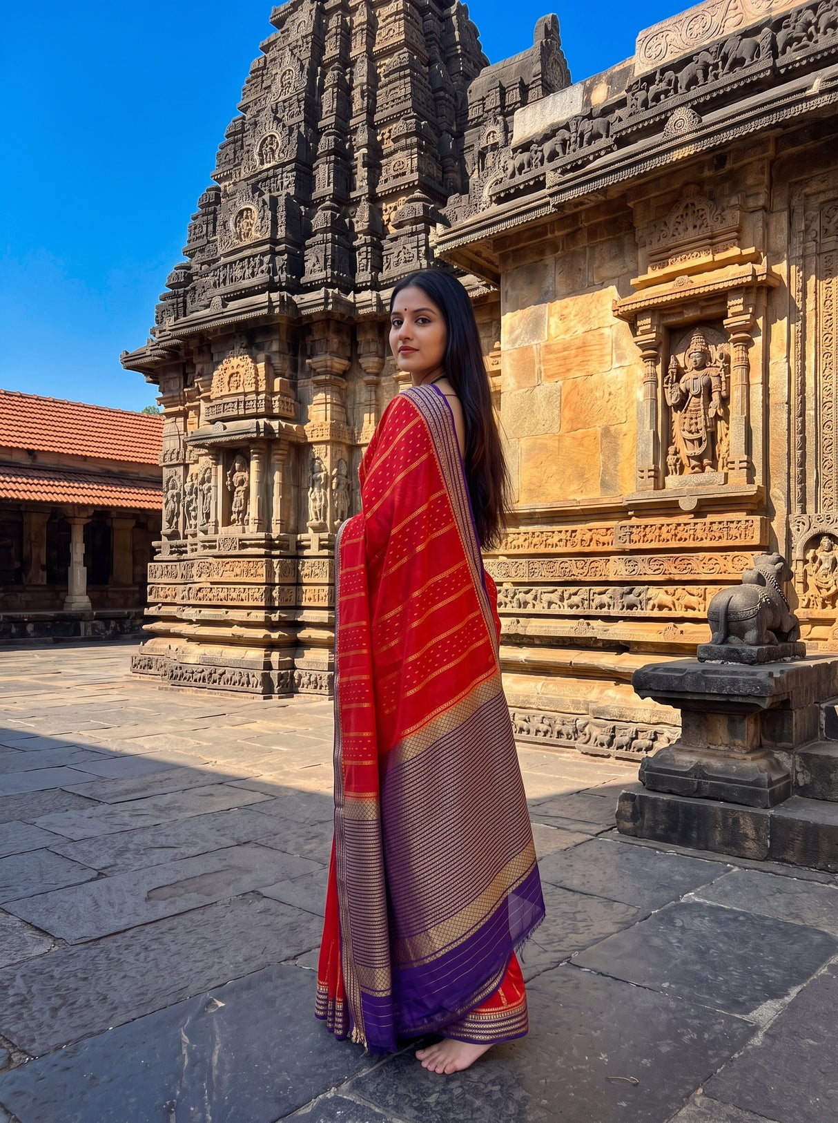 MIMOSA Orange Saree Saree — pose 9 styling detail