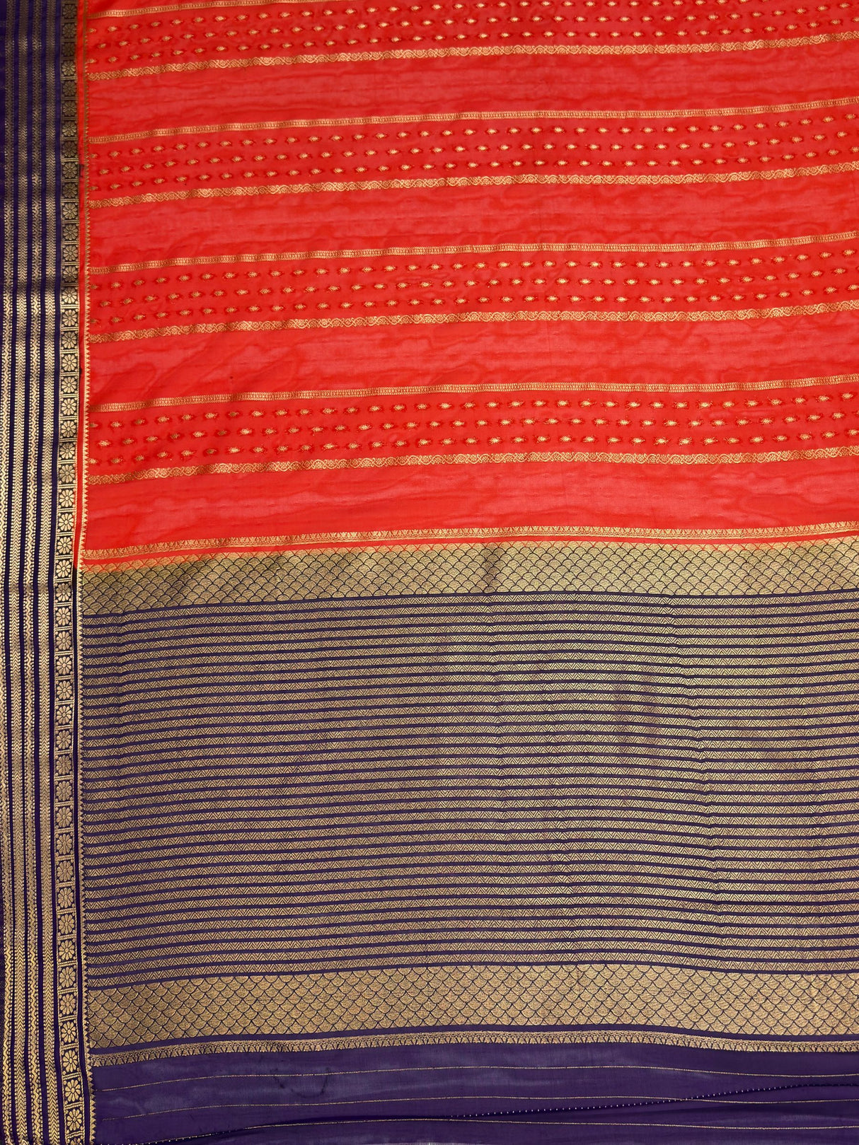 MIMOSA Orange Saree Saree — pallu and zari work detail