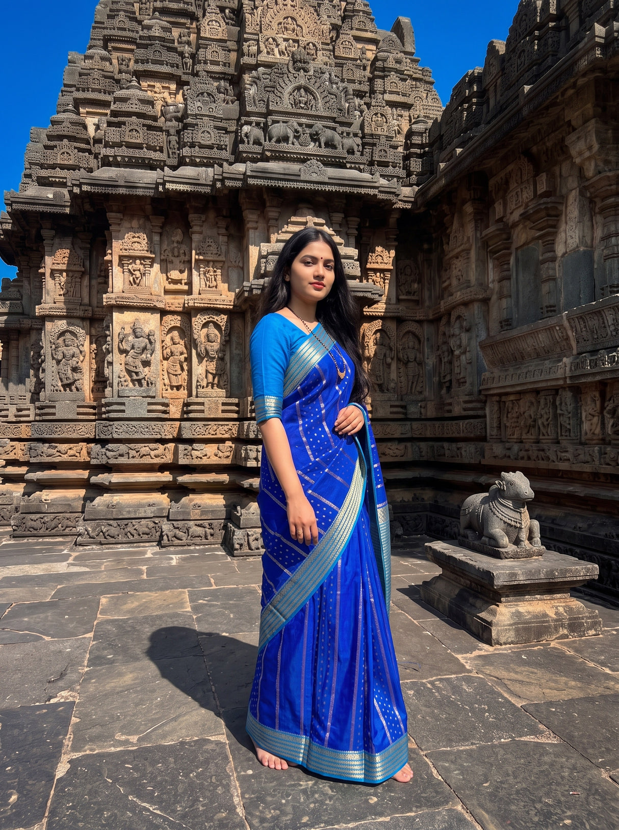 MIMOSA Royal Blue Saree Saree — pose 4 styling detail