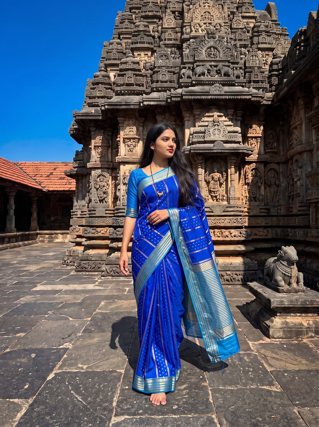 MIMOSA Royal Blue Saree Saree — pose 5 styling detail