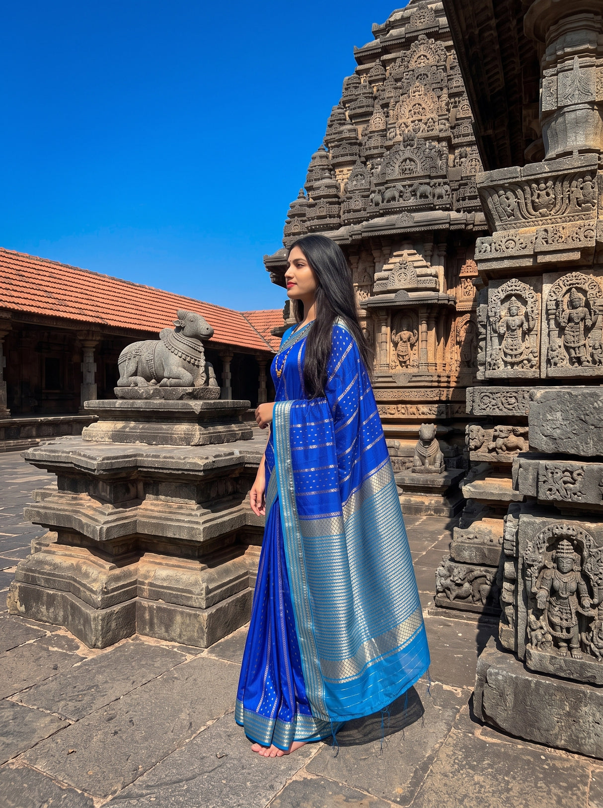 MIMOSA Royal Blue Saree Saree — pose 6 styling detail