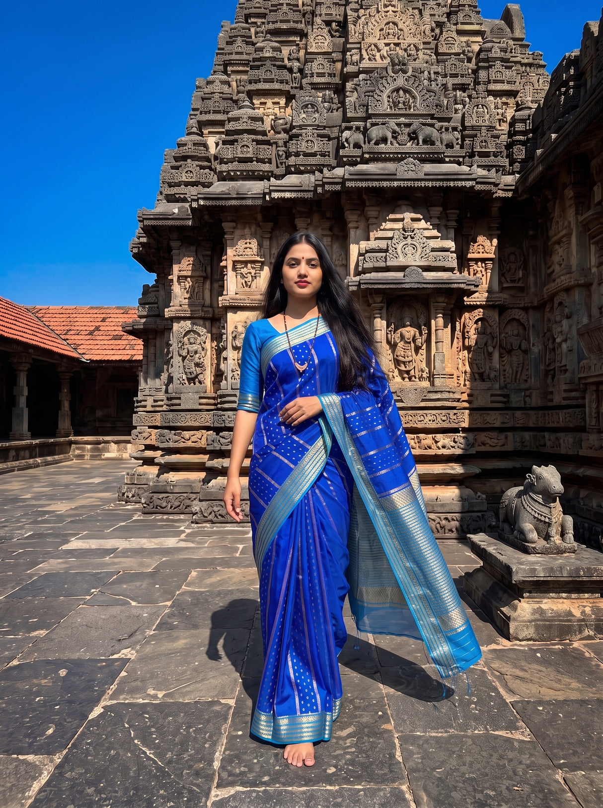 MIMOSA Royal Blue Saree Saree — pose 7 styling detail
