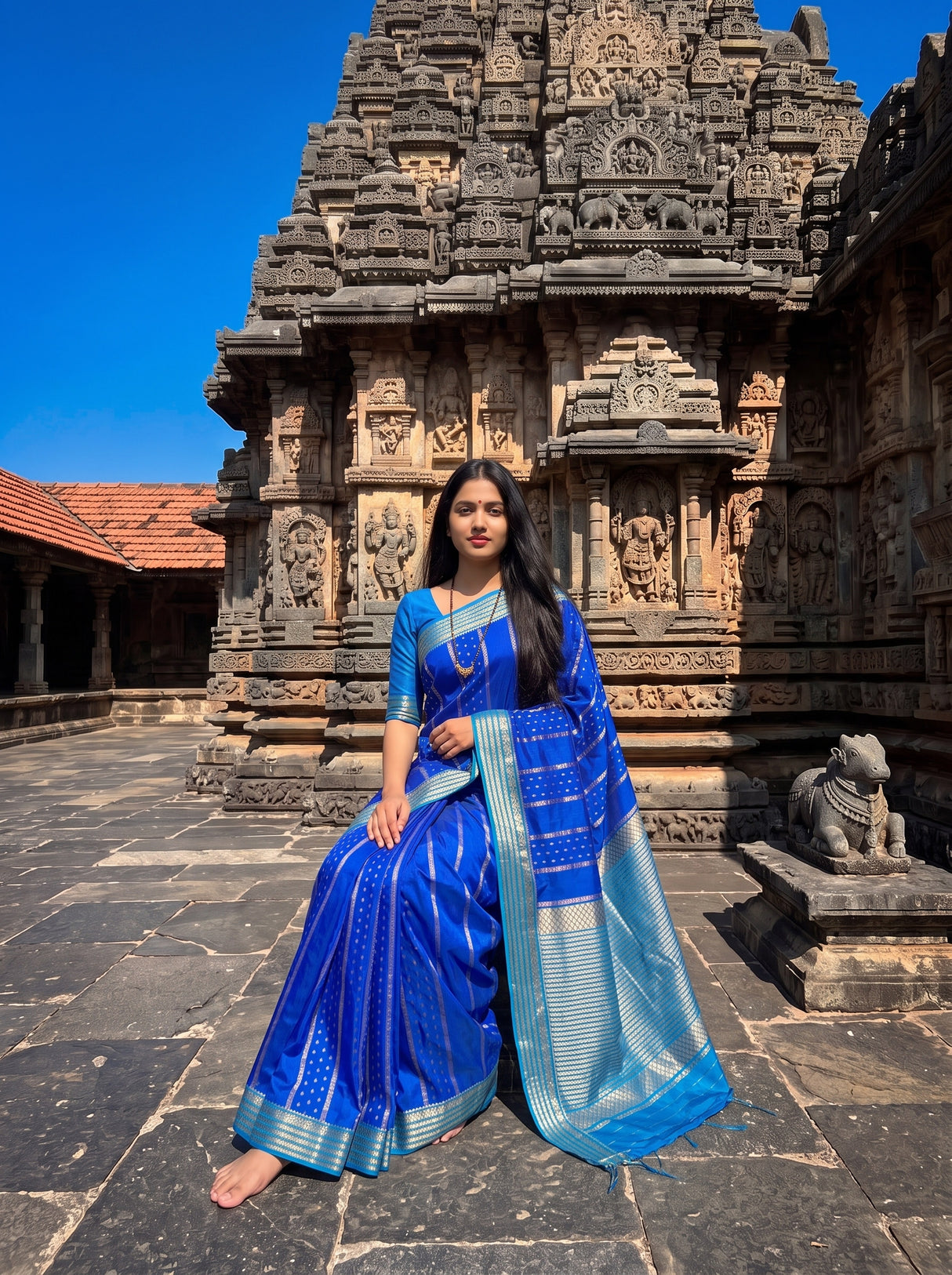 MIMOSA Royal Blue Saree Saree — pose 8 styling detail