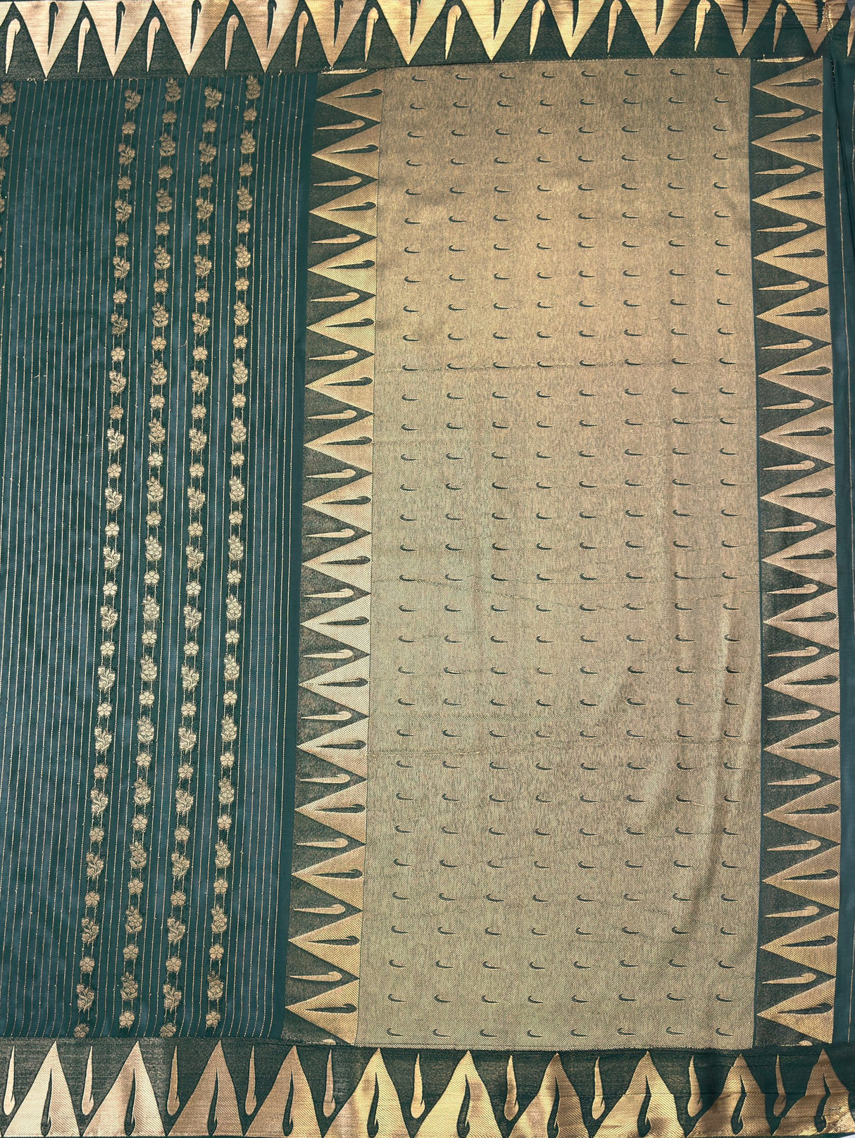 MIMOSA Bottle Green Saree Saree — pallu and zari work detail