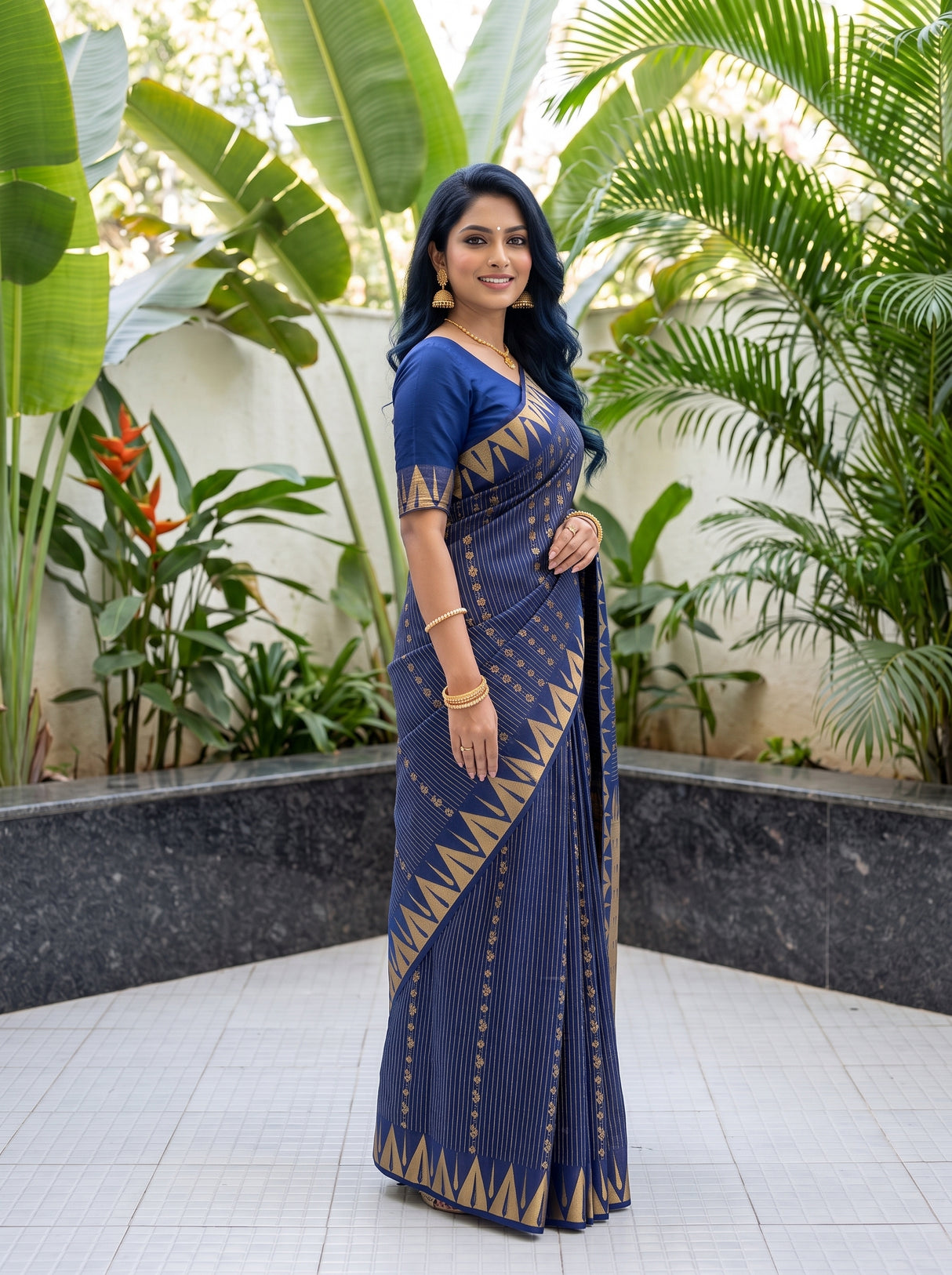 MIMOSA Navy Saree Saree — pose 3 styling detail