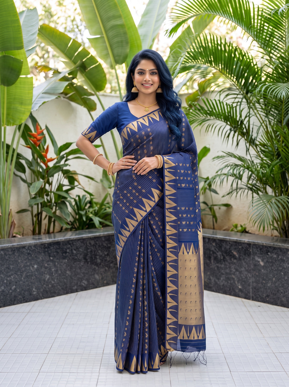 MIMOSA Navy Saree Saree — pose 4 styling detail