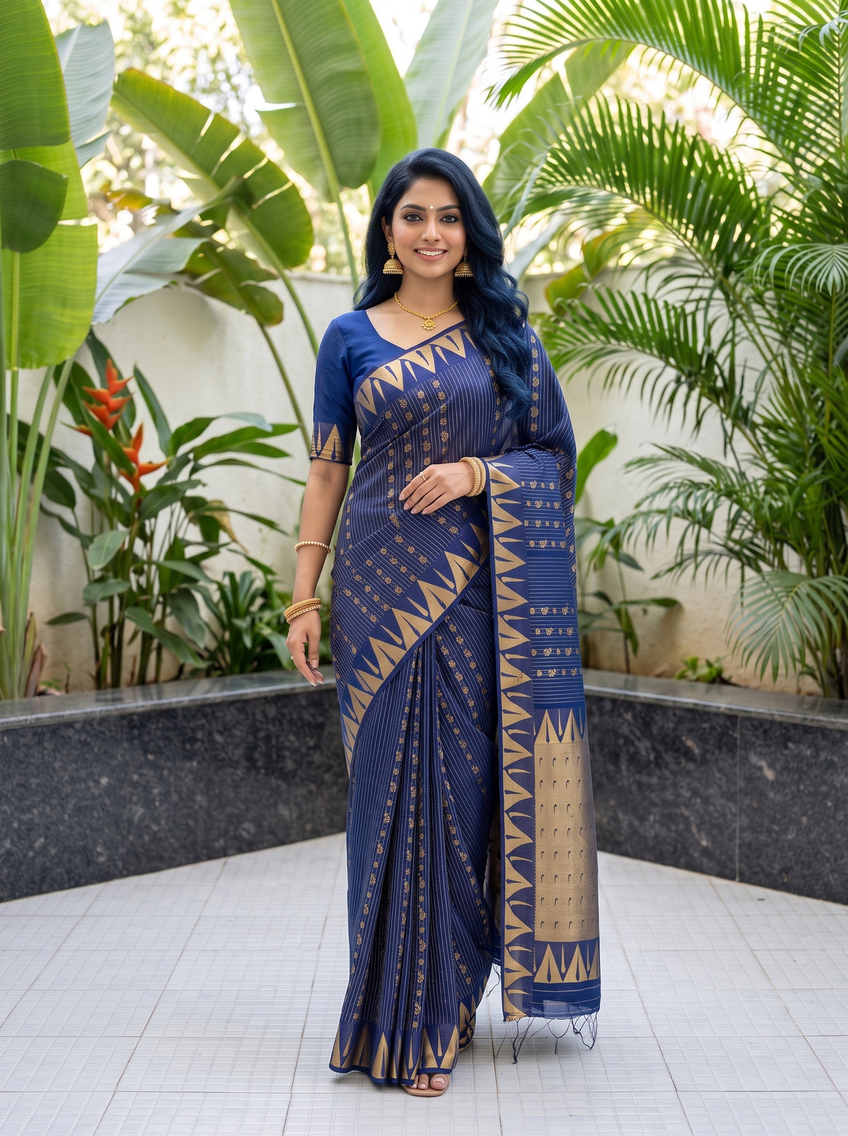 MIMOSA Navy Saree Saree — pose 6 styling detail