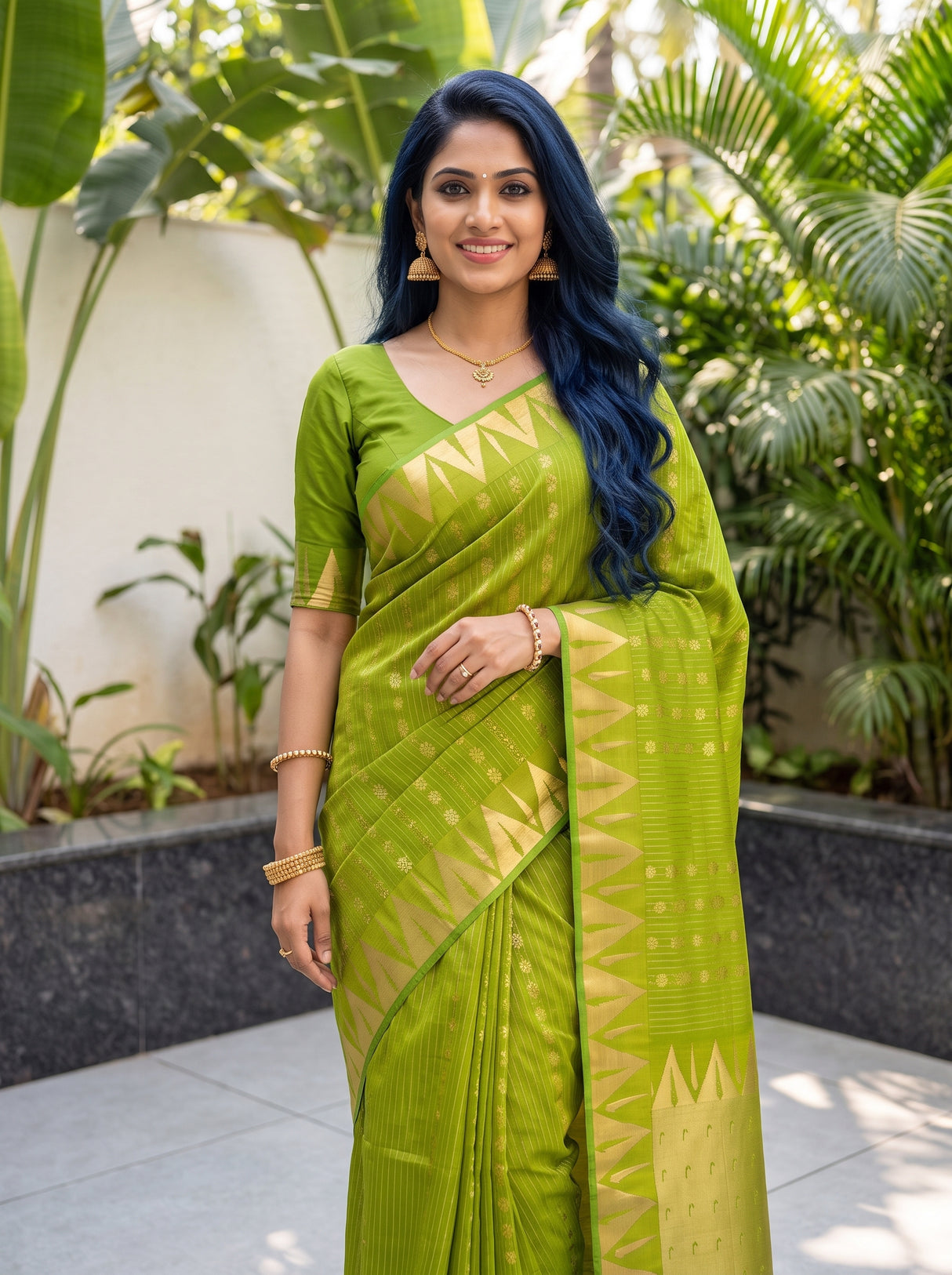 MIMOSA Olive Saree Saree — pose 10 styling detail