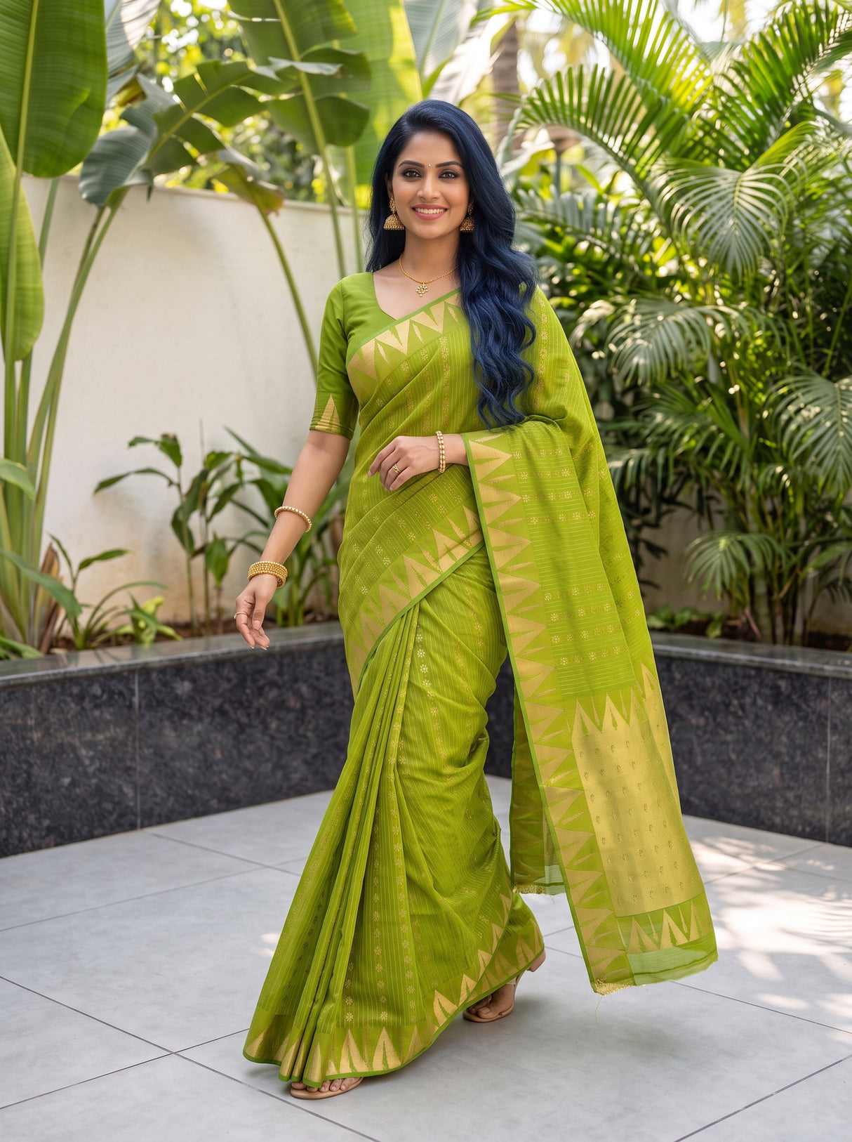 MIMOSA Olive Saree Saree — pose 6 styling detail