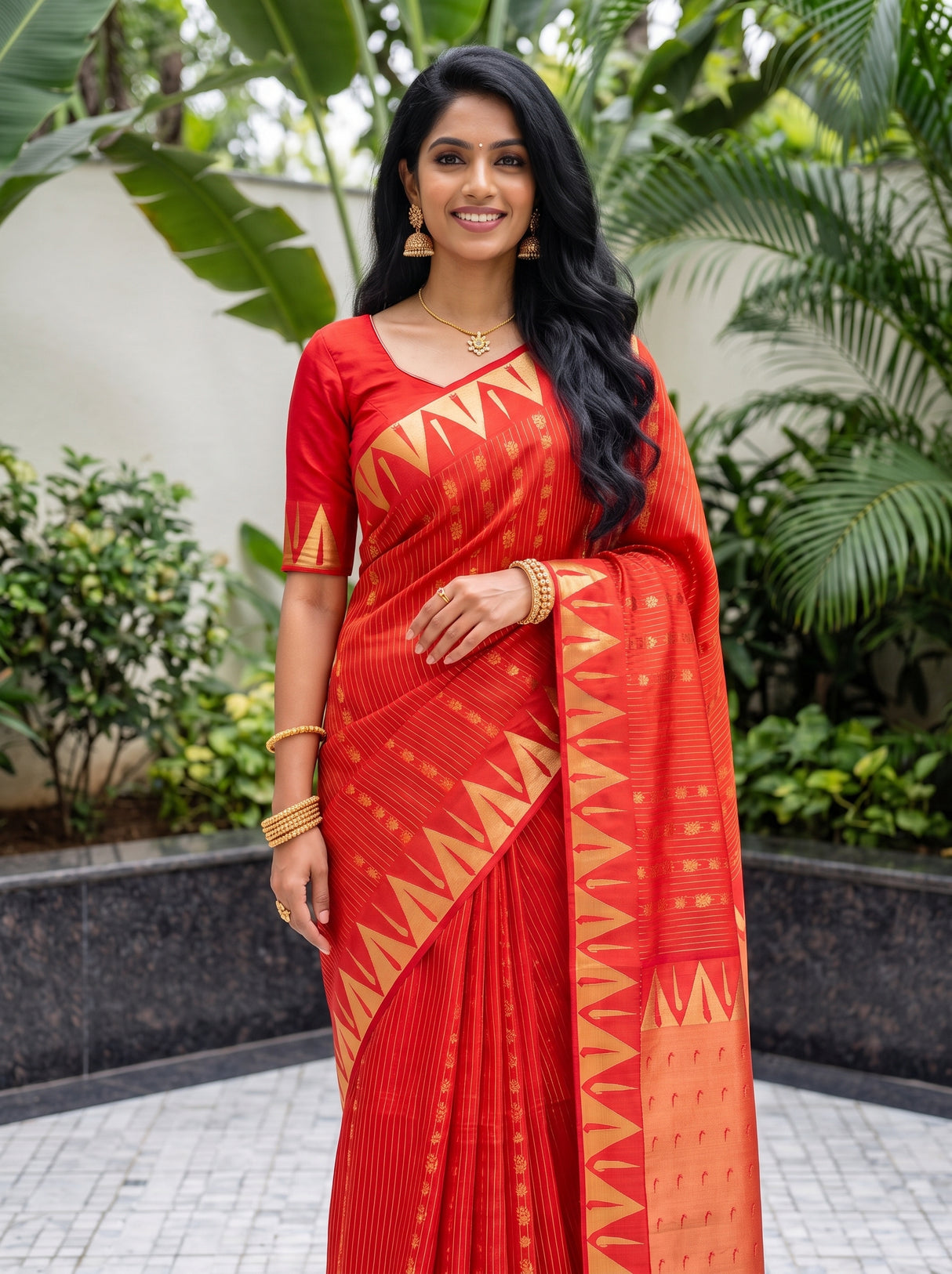 MIMOSA Red Saree Saree — pose 10 styling detail