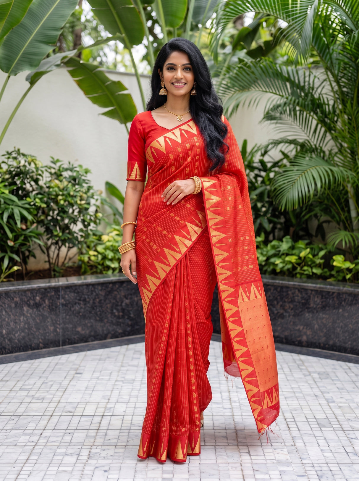 MIMOSA Red Saree Saree — pose 6 styling detail