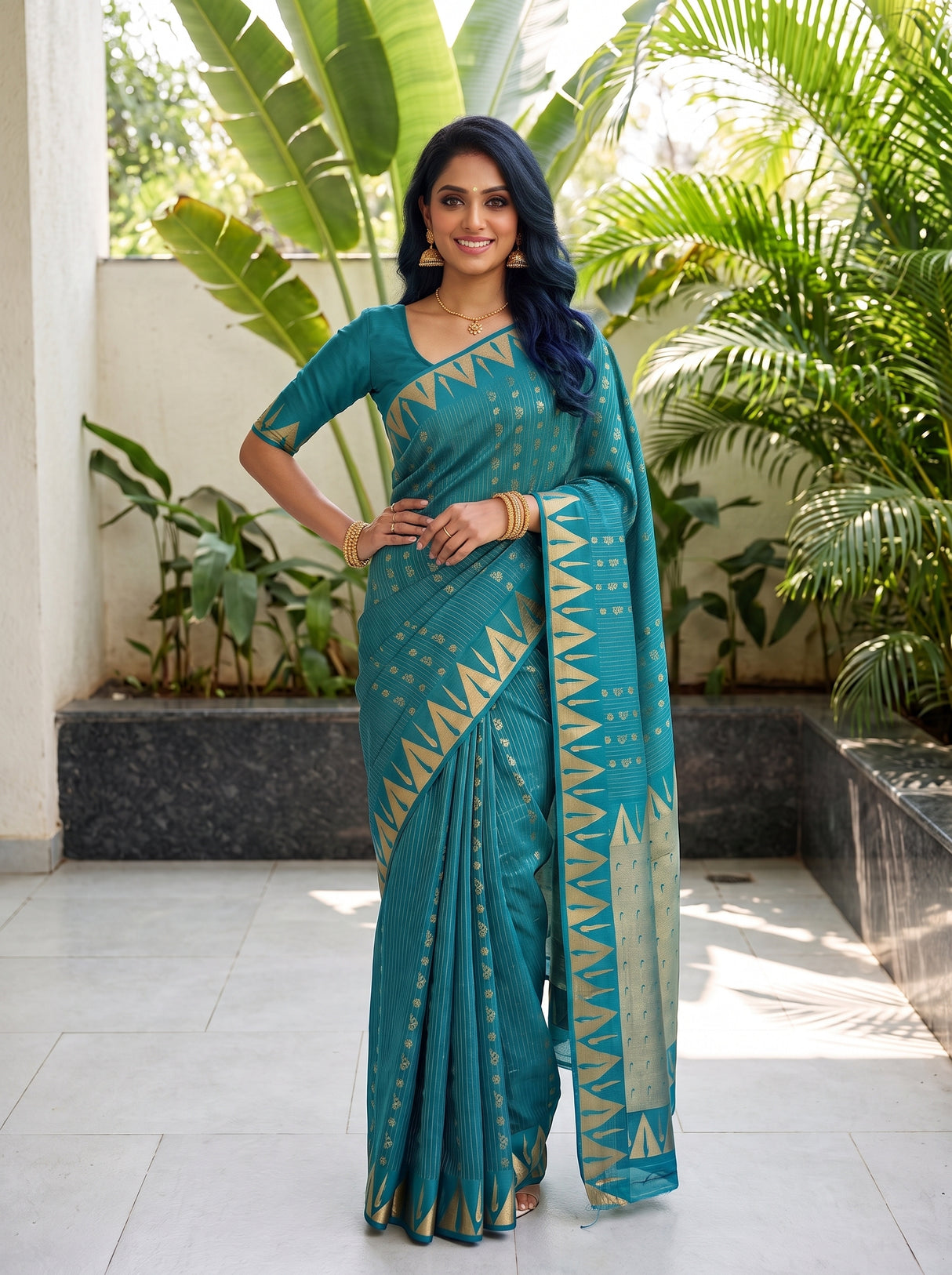 MIMOSA Sapphire Saree Saree — pose 4 styling detail