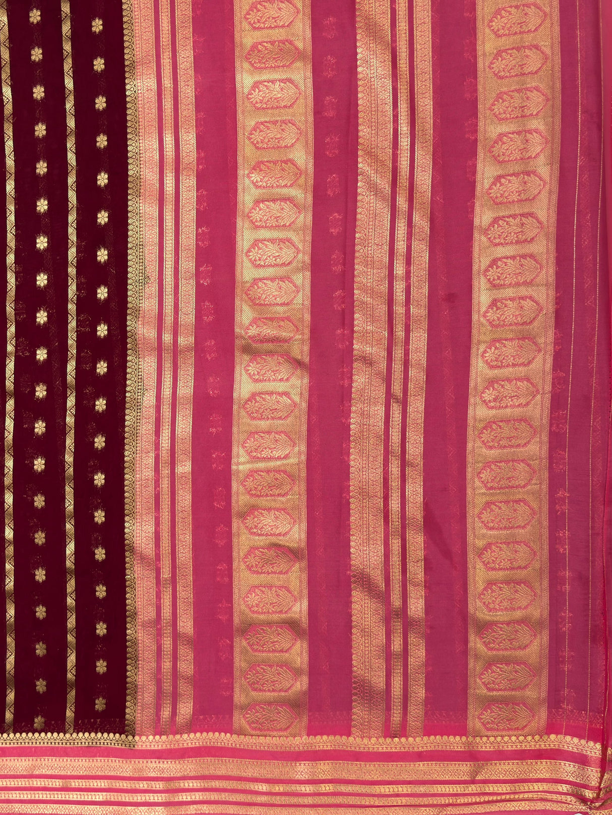 MIMOSA Chocolate Saree Saree — pallu and zari work detail