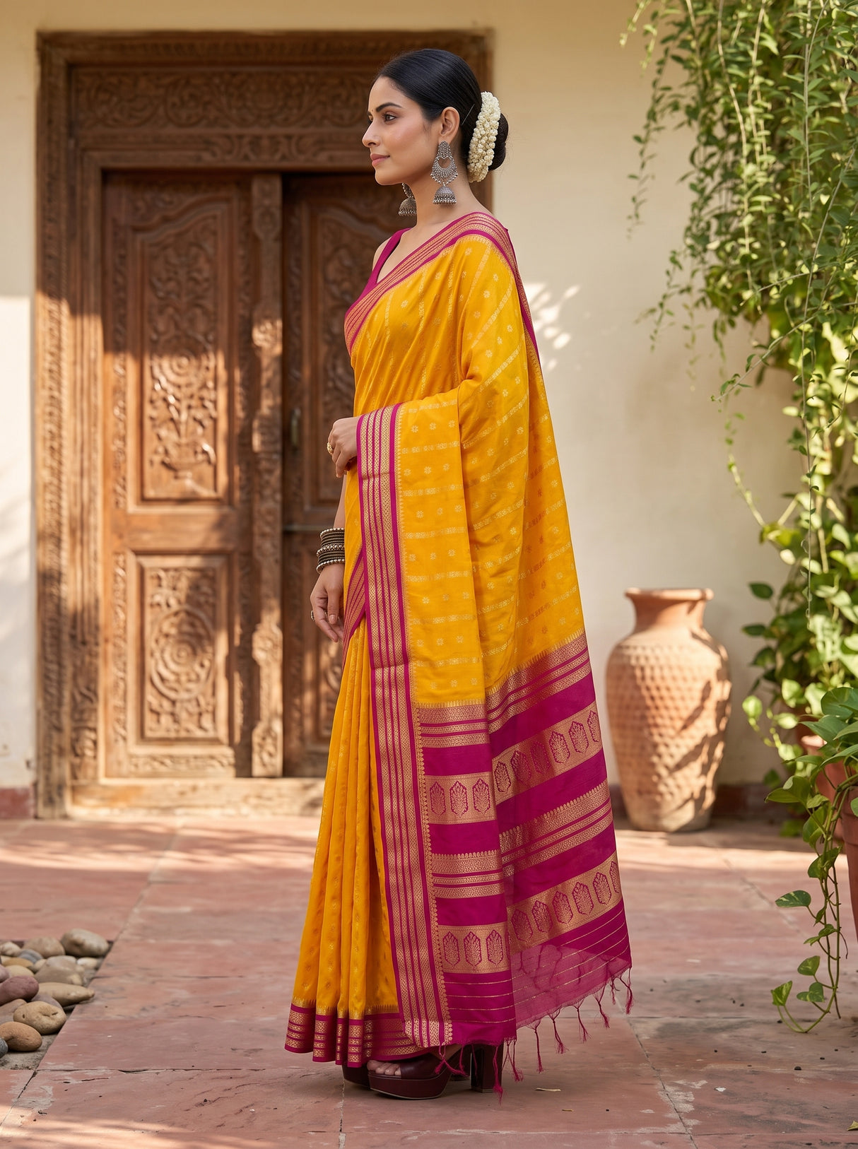MIMOSA Gold Saree Saree — pose 3 styling detail