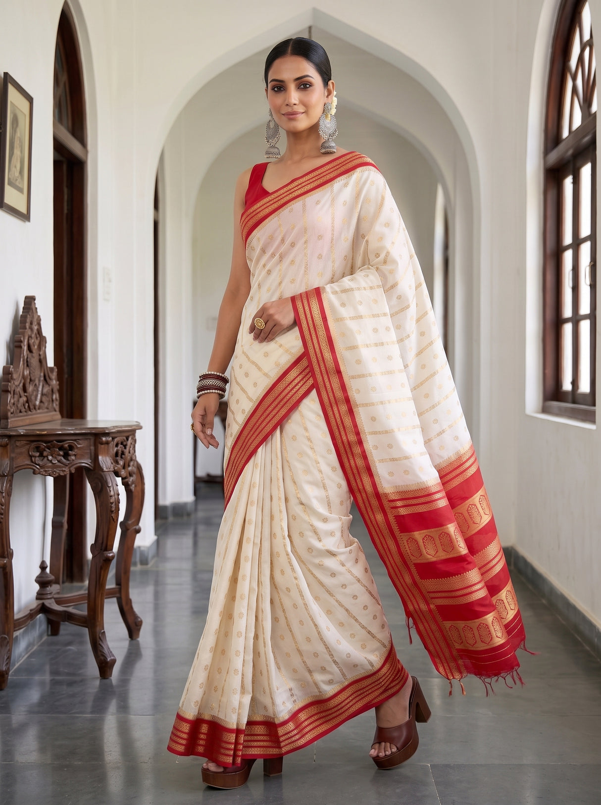MIMOSA Half White Saree Saree — pose 6 styling detail