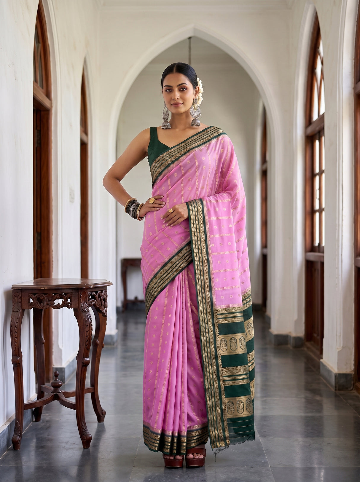 MIMOSA Pink Saree Saree — pose 4 styling detail