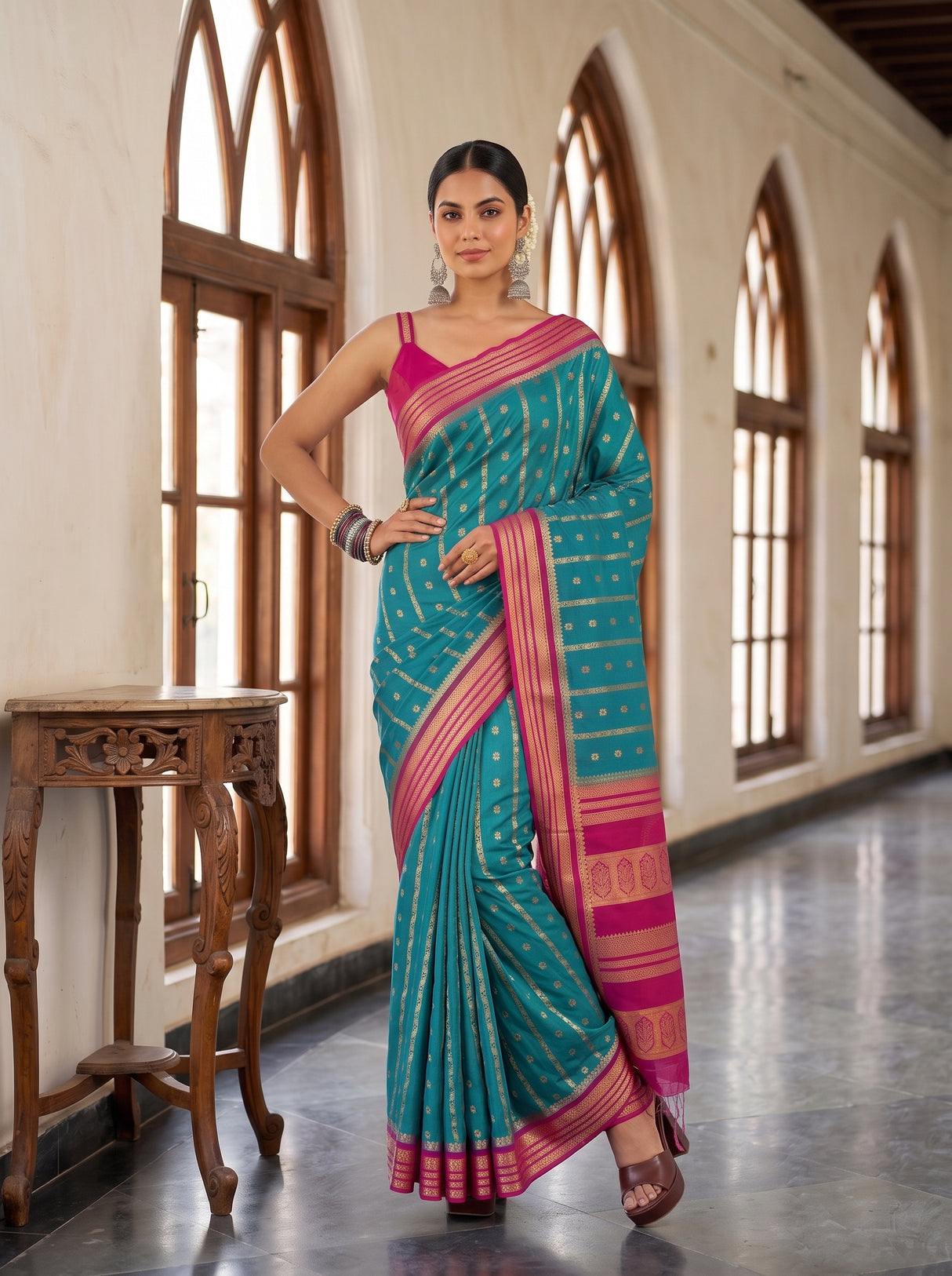 MIMOSA Sapphire Saree Saree — pose 4 styling detail