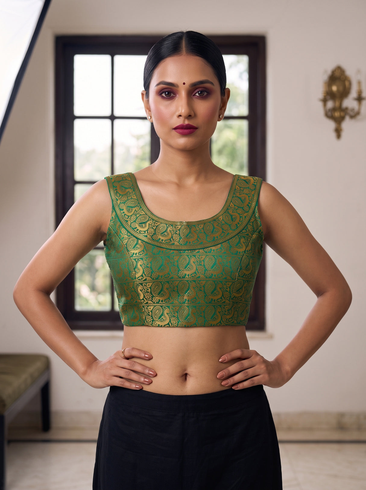 MIMOSA Chocolate Saree Saree — blouse close-up