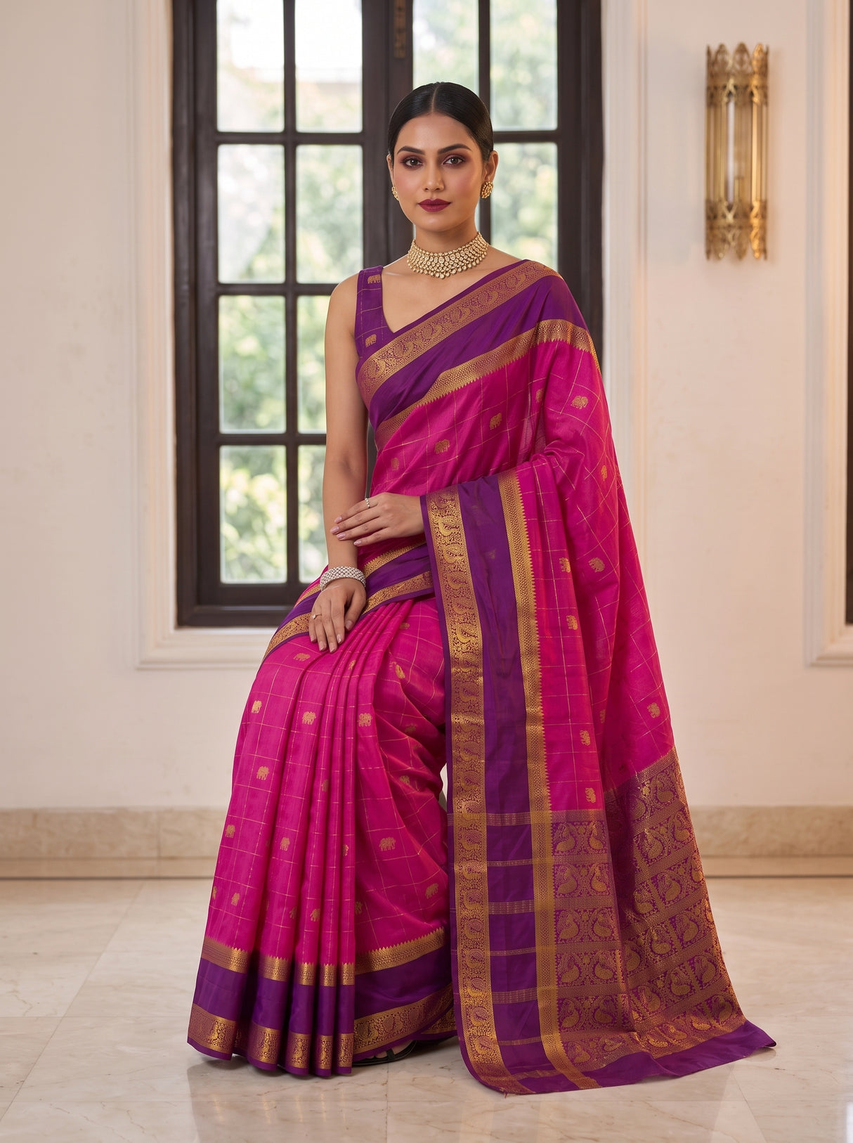 MIMOSA Magenta Saree Saree — pose 8 styling detail