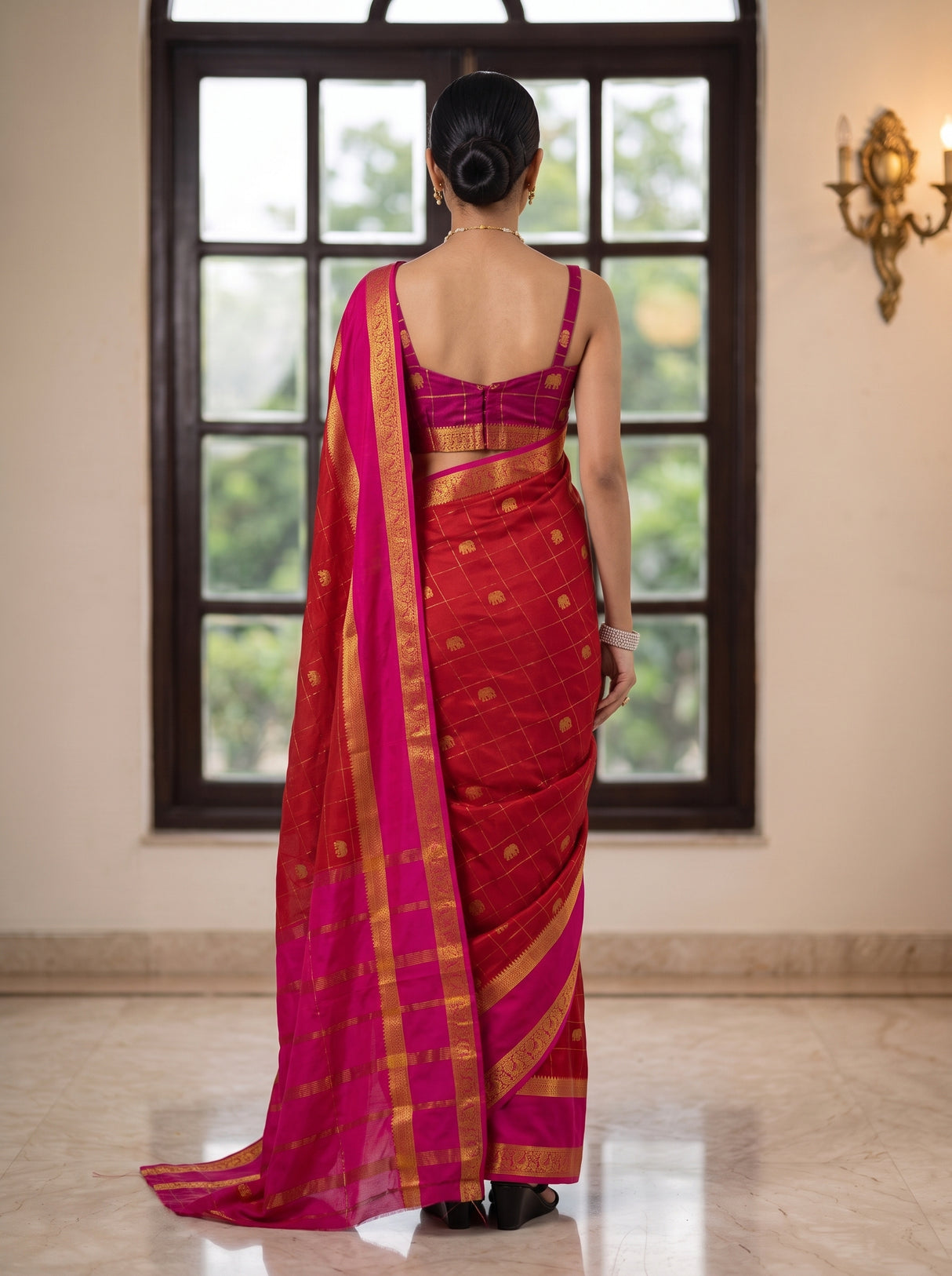 MIMOSA Red Saree Saree — pose 2 styling detail