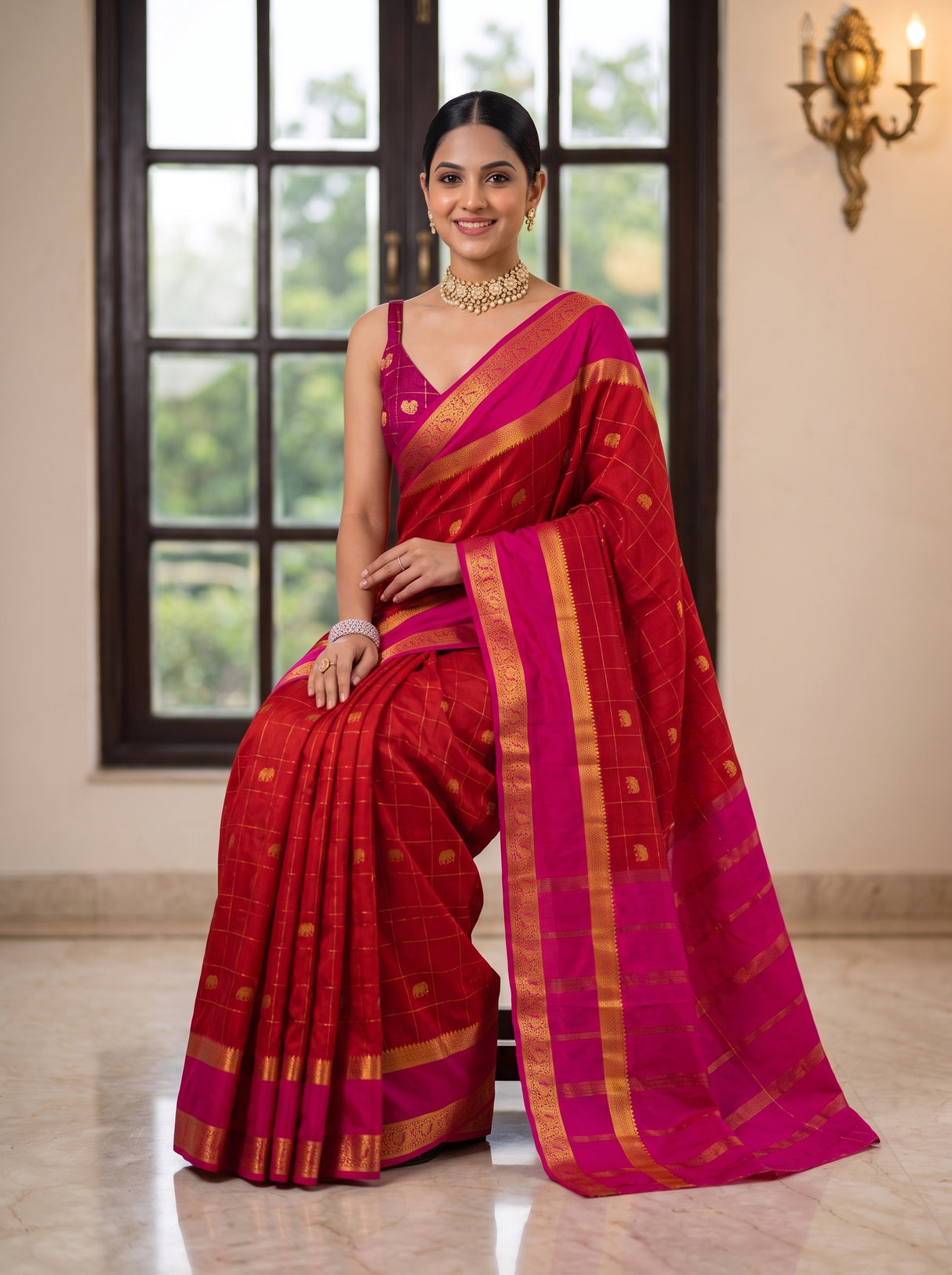 MIMOSA Red Saree Saree — pose 8 styling detail