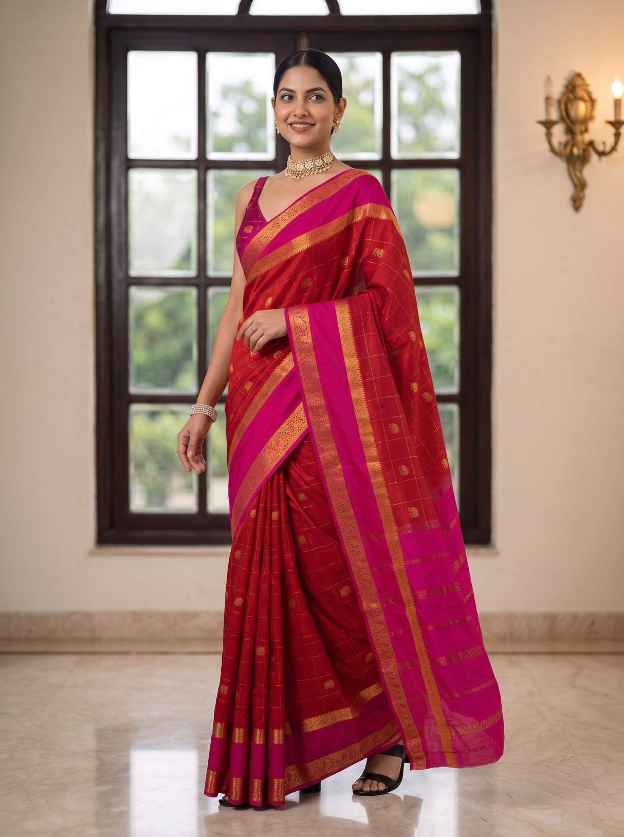 MIMOSA Red Saree Saree — pose 9 styling detail