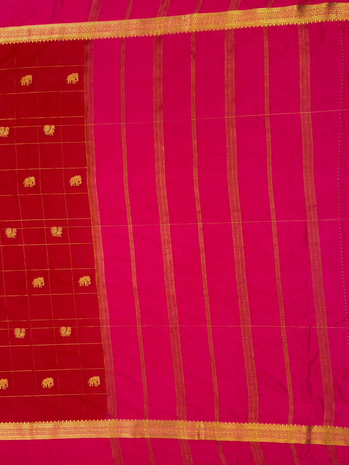 MIMOSA Red Saree Saree — pallu and zari work detail