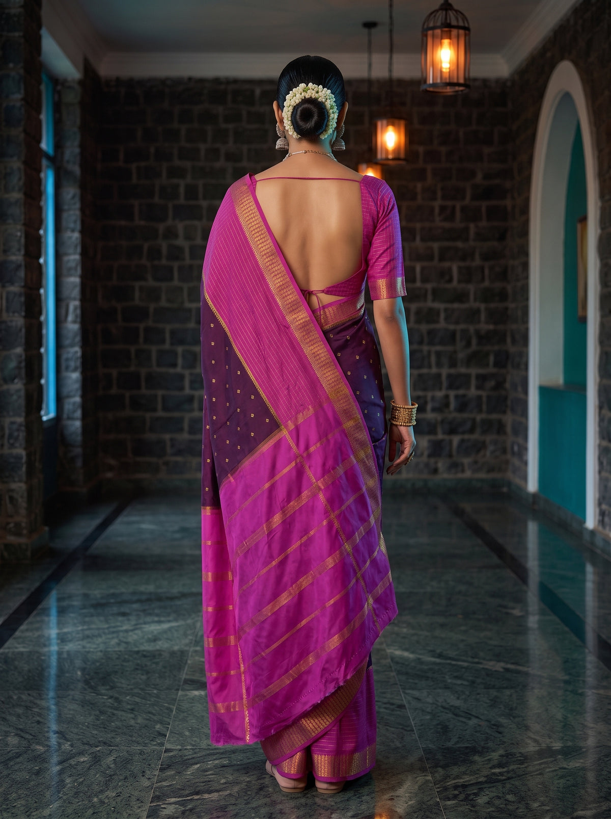MIMOSA Jamun Mysore Silk crepe Saree — saree shot pallu and body