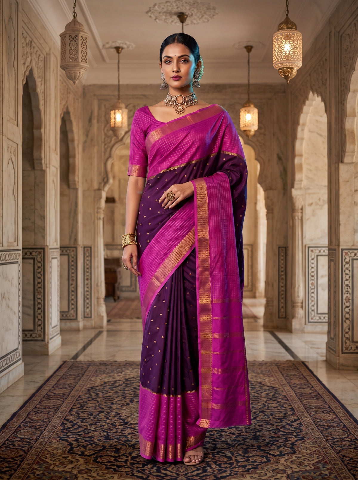 MIMOSA Jamun Mysore Silk crepe Saree — pose 9 styling detail