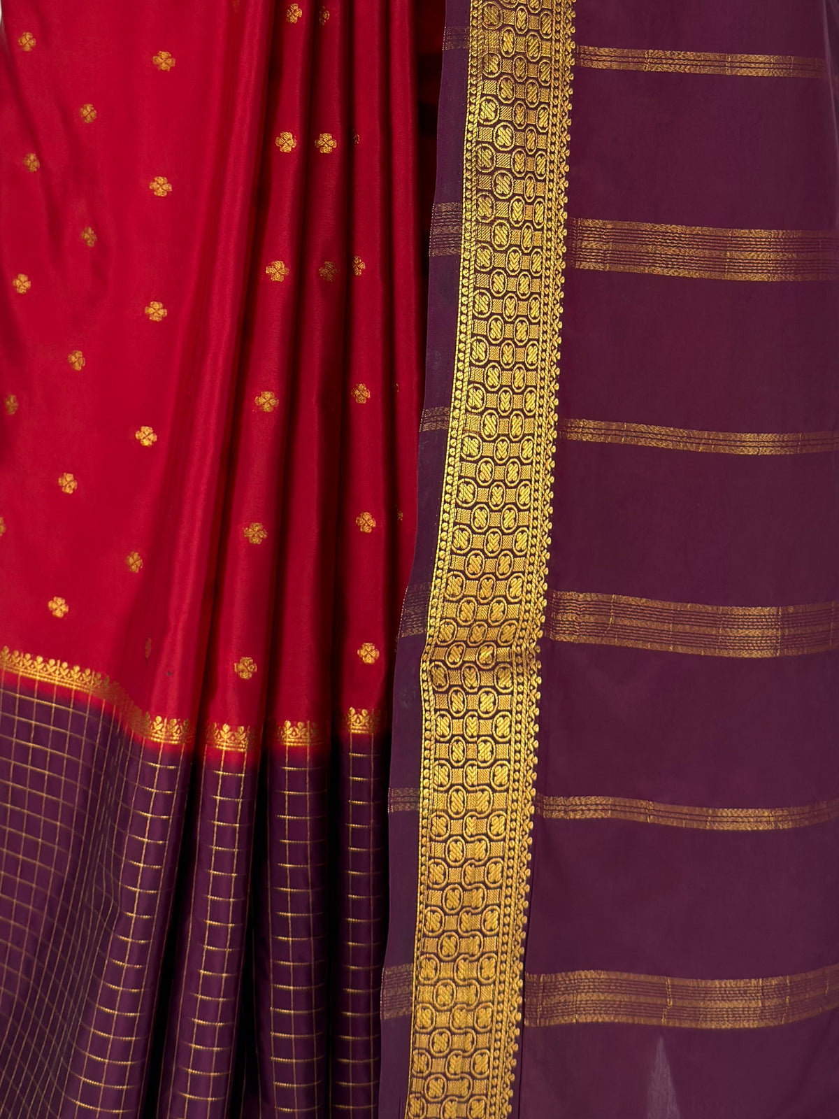 MIMOSA Red Mysore Silk crepe Saree — fleets shot full lifestyle