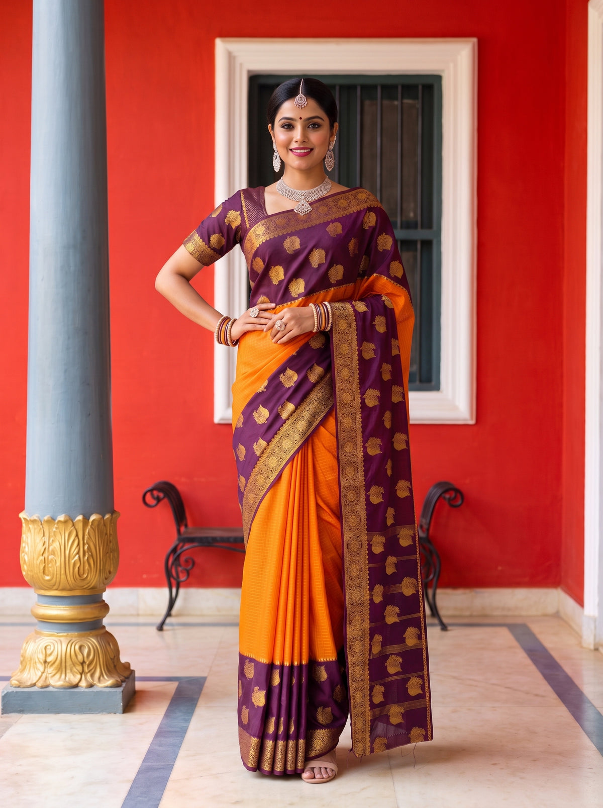 MIMOSA Mustard Saree Saree — pose 4 styling detail