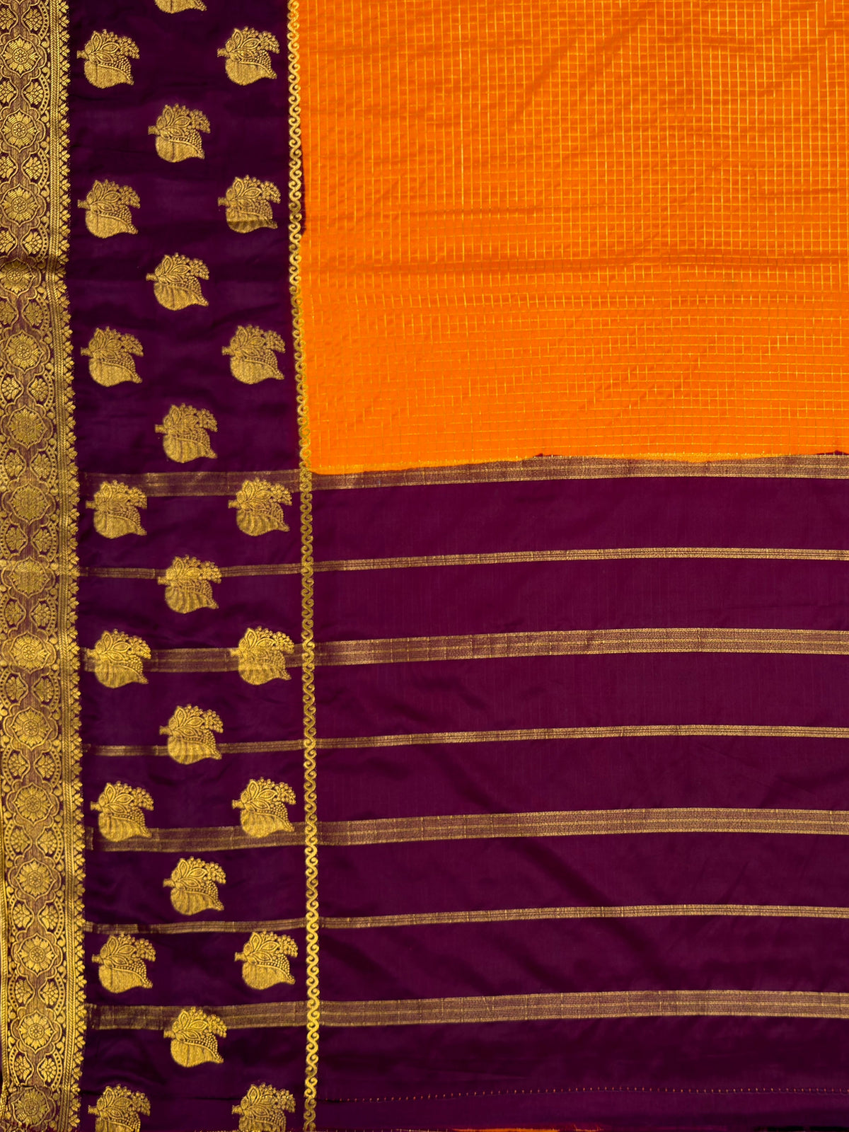 MIMOSA Mustard Saree Saree — pallu and zari work detail