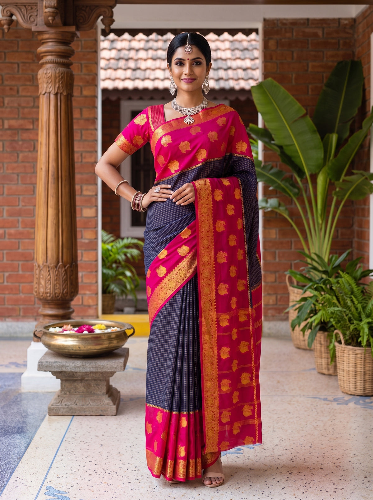 MIMOSA Navy Saree Saree — pose 4 styling detail