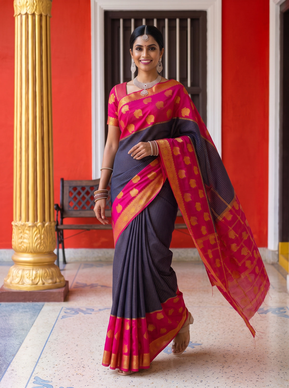 MIMOSA Navy Saree Saree — pose 6 styling detail