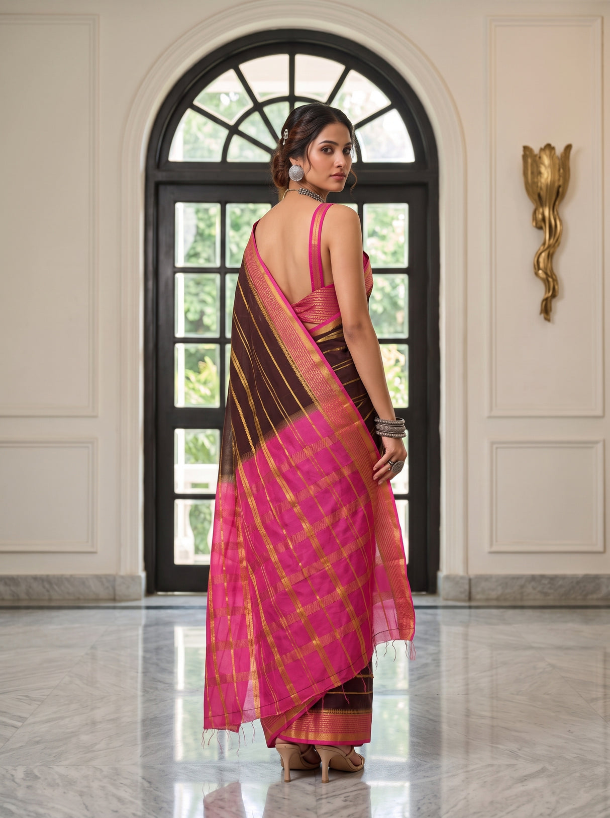 MIMOSA Chocolate Saree Saree — pose 7 styling detail