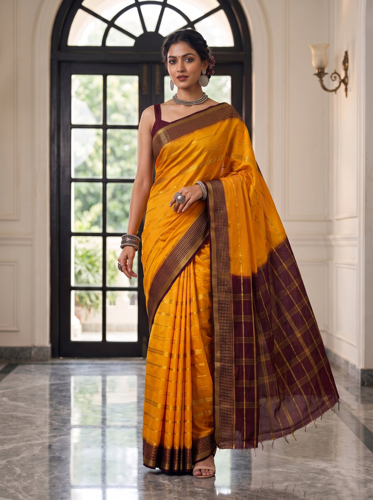 MIMOSA Gold Saree Saree — pose 10 styling detail
