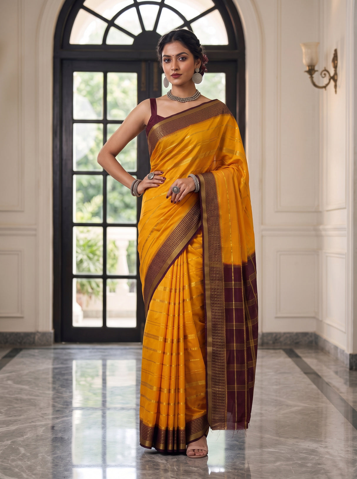 MIMOSA Gold Saree Saree — pose 4 styling detail