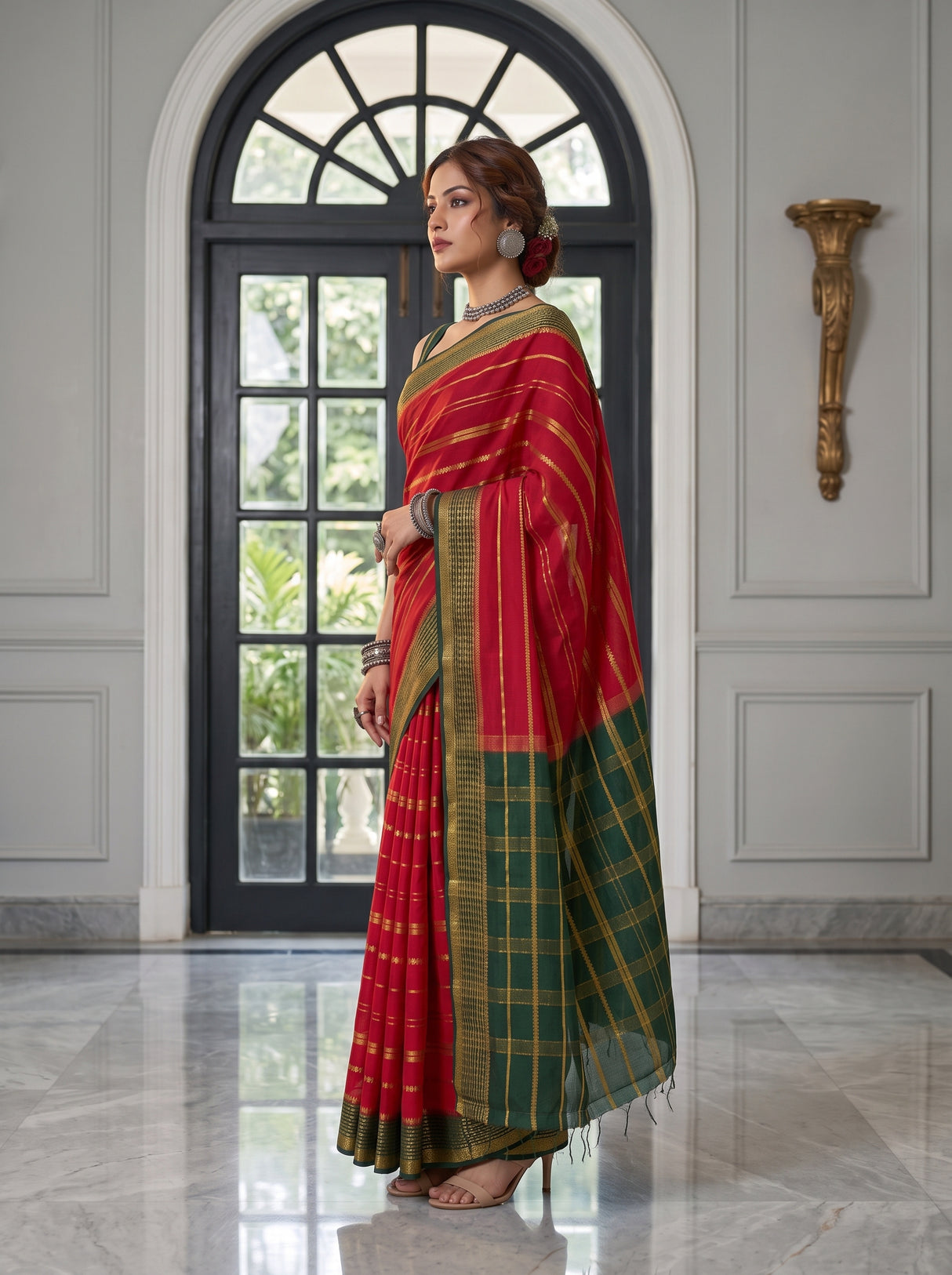 MIMOSA Strawberry Saree Saree — pose 3 styling detail
