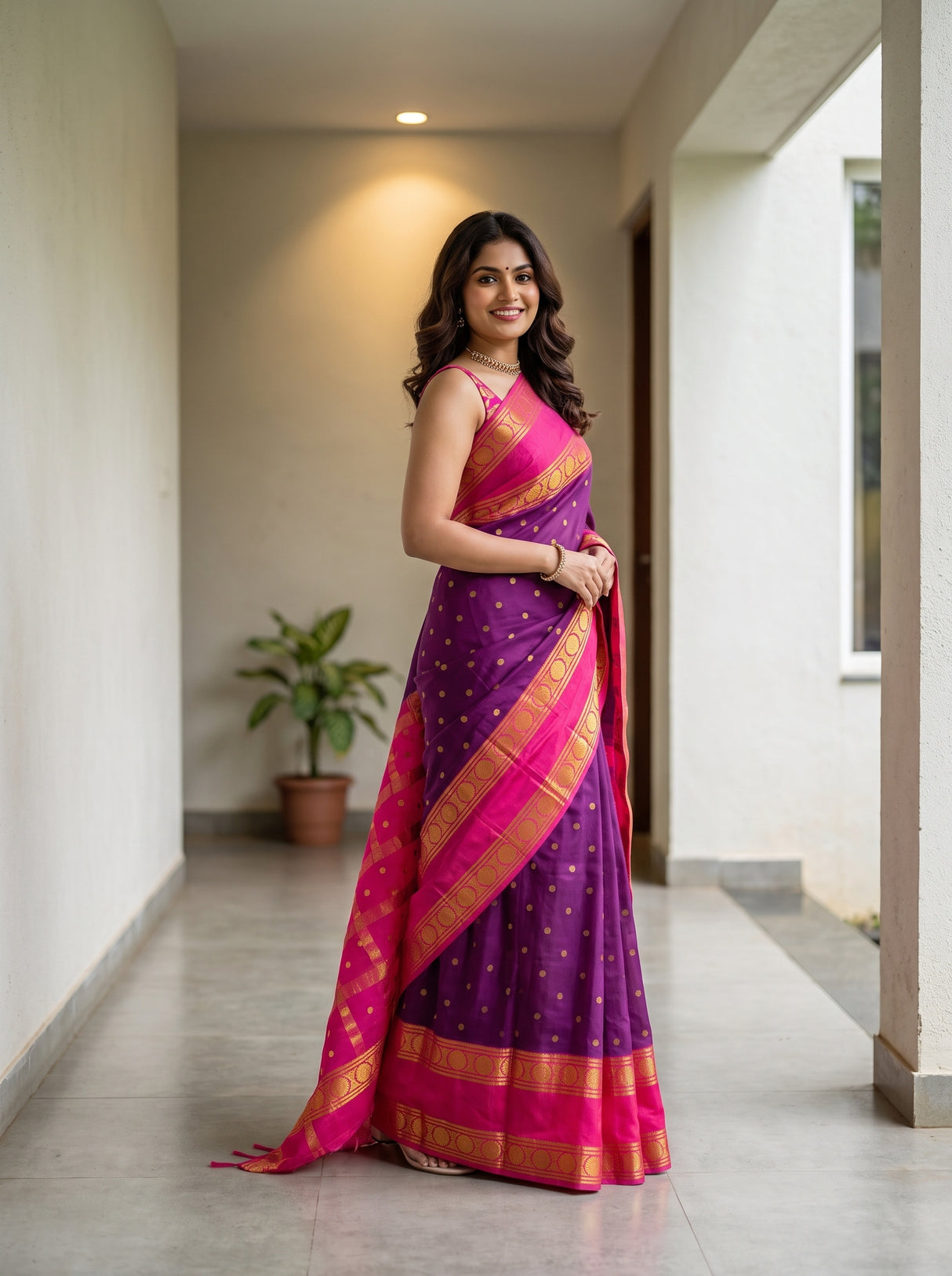 MIMOSA Magenta Saree Saree — pose 4 styling detail