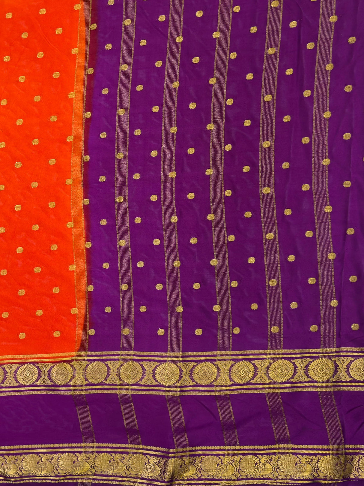 MIMOSA Orange Saree Saree — pallu and zari work detail
