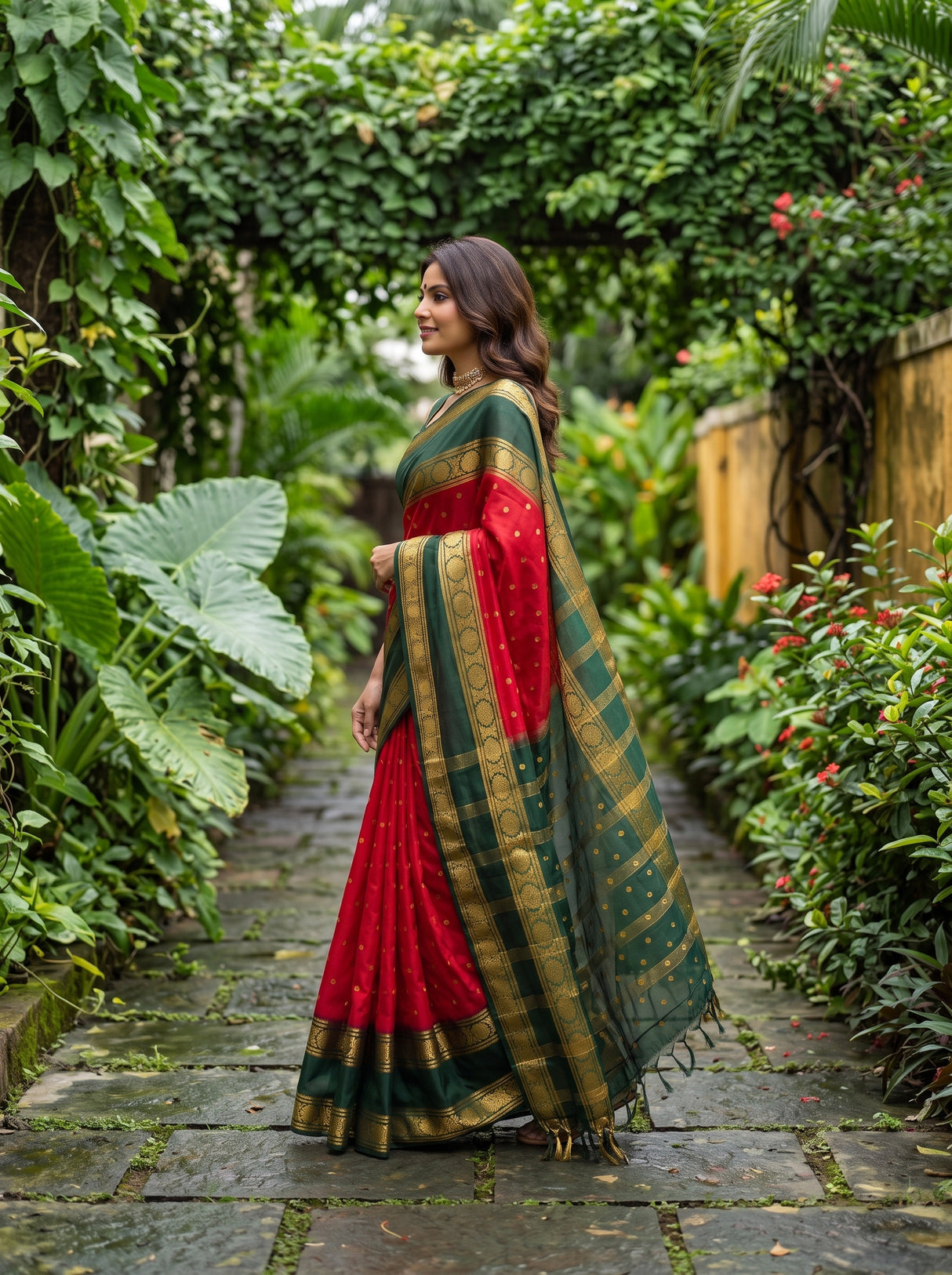 MIMOSA Strawberry Saree Saree — pose 3 styling detail