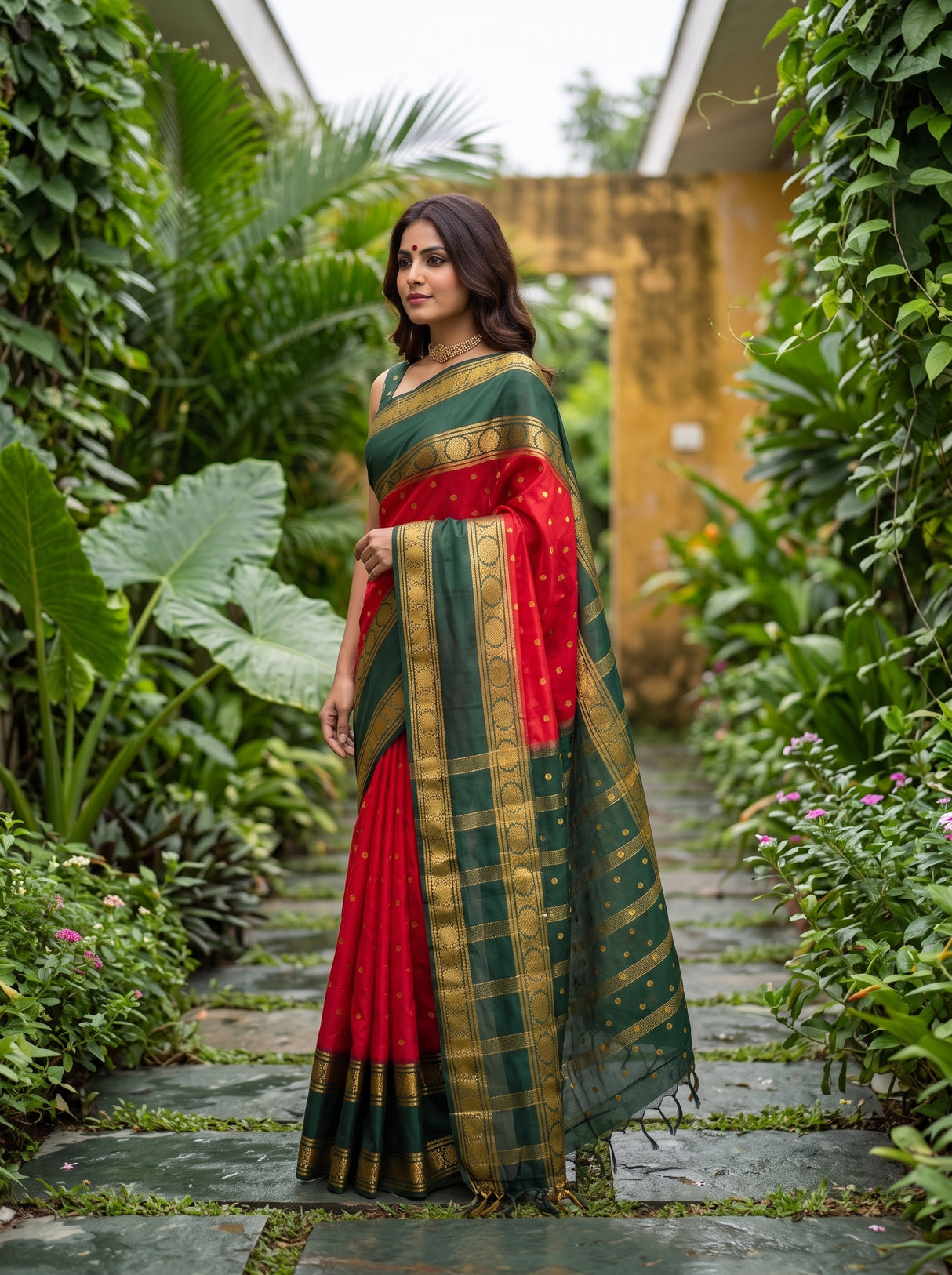 MIMOSA Strawberry Saree Saree — pose 4 styling detail