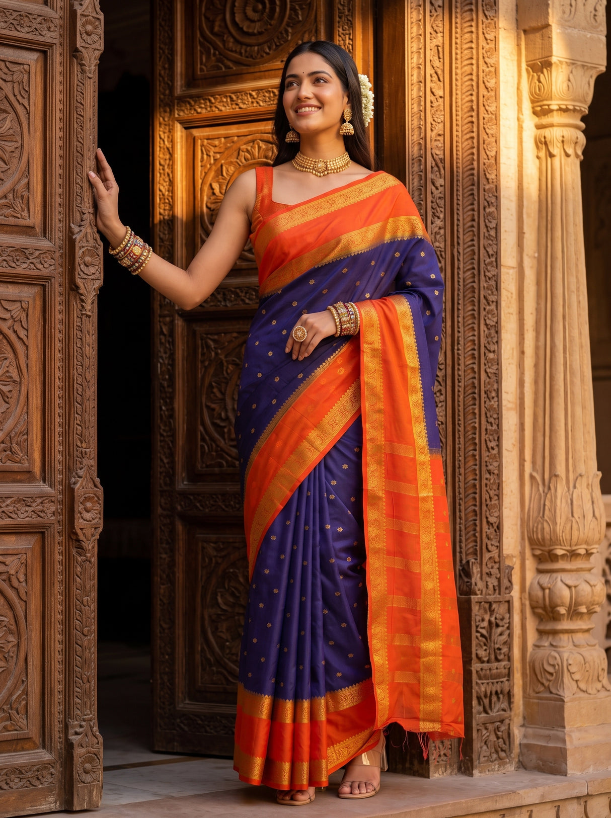 MIMOSA Navy Saree Saree — pose 5 styling detail
