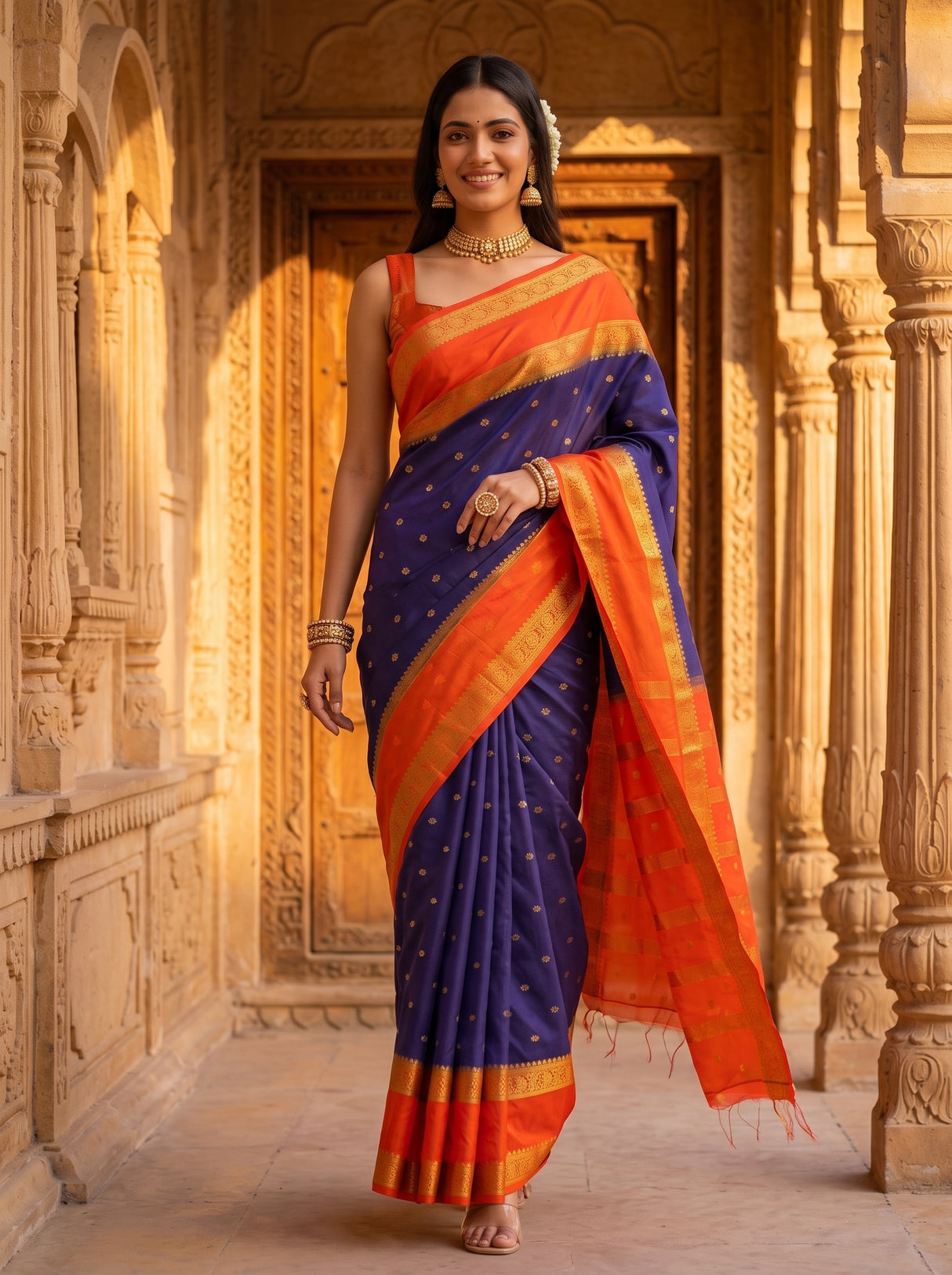 MIMOSA Navy Saree Saree — pose 6 styling detail