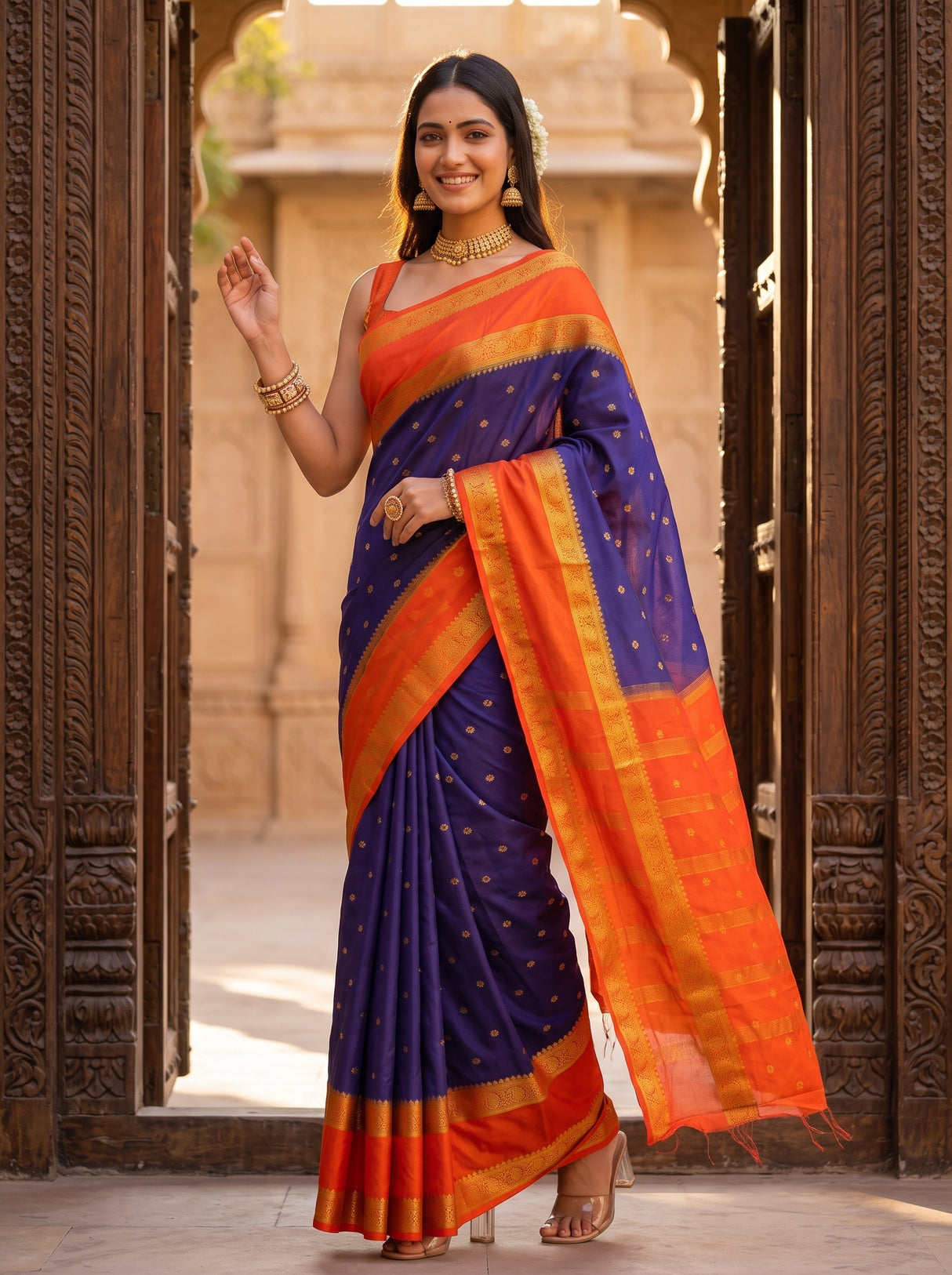 MIMOSA Navy Saree Saree — pose 9 styling detail