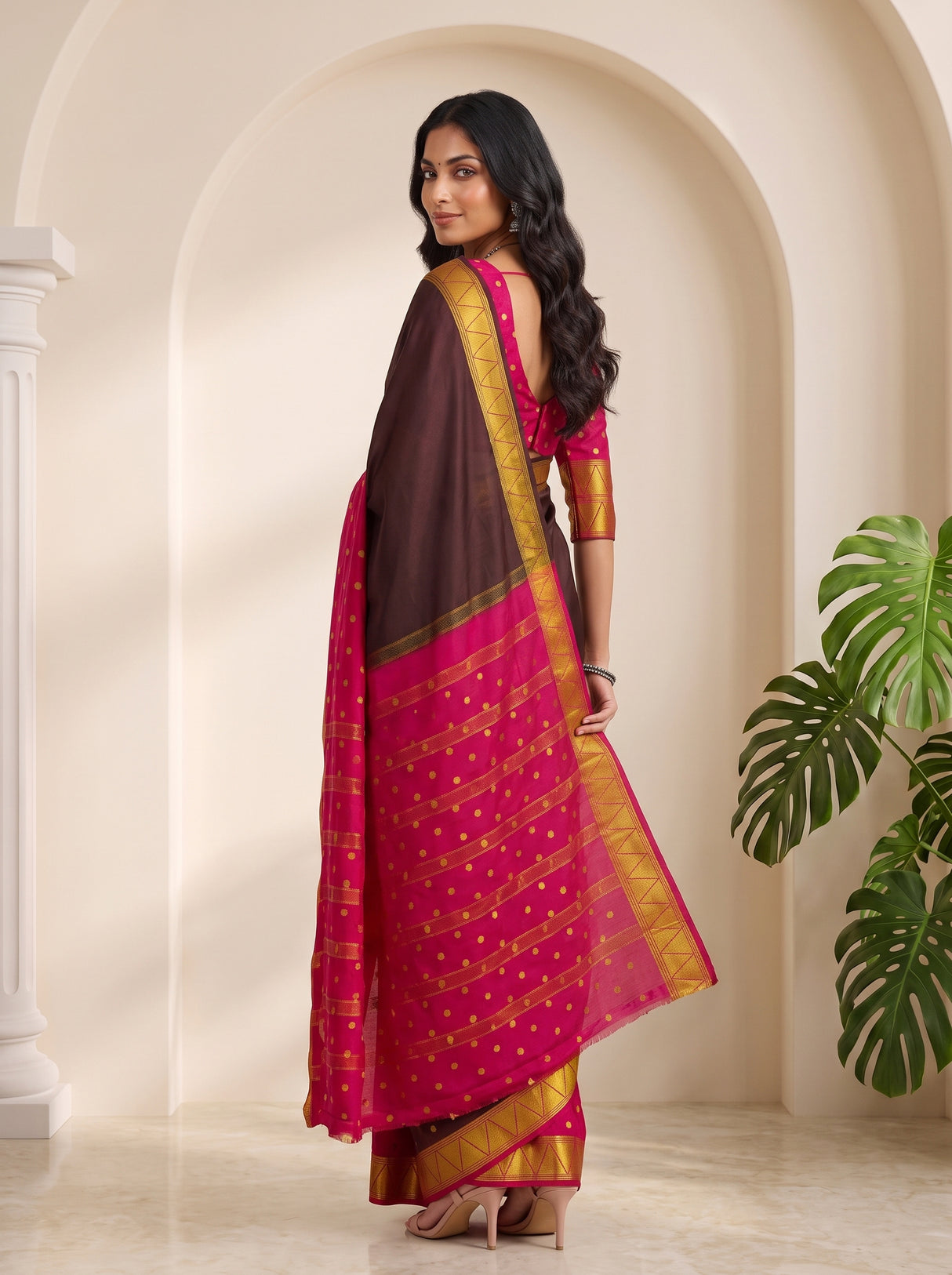 MIMOSA Chocolate Saree Saree — pose 7 styling detail